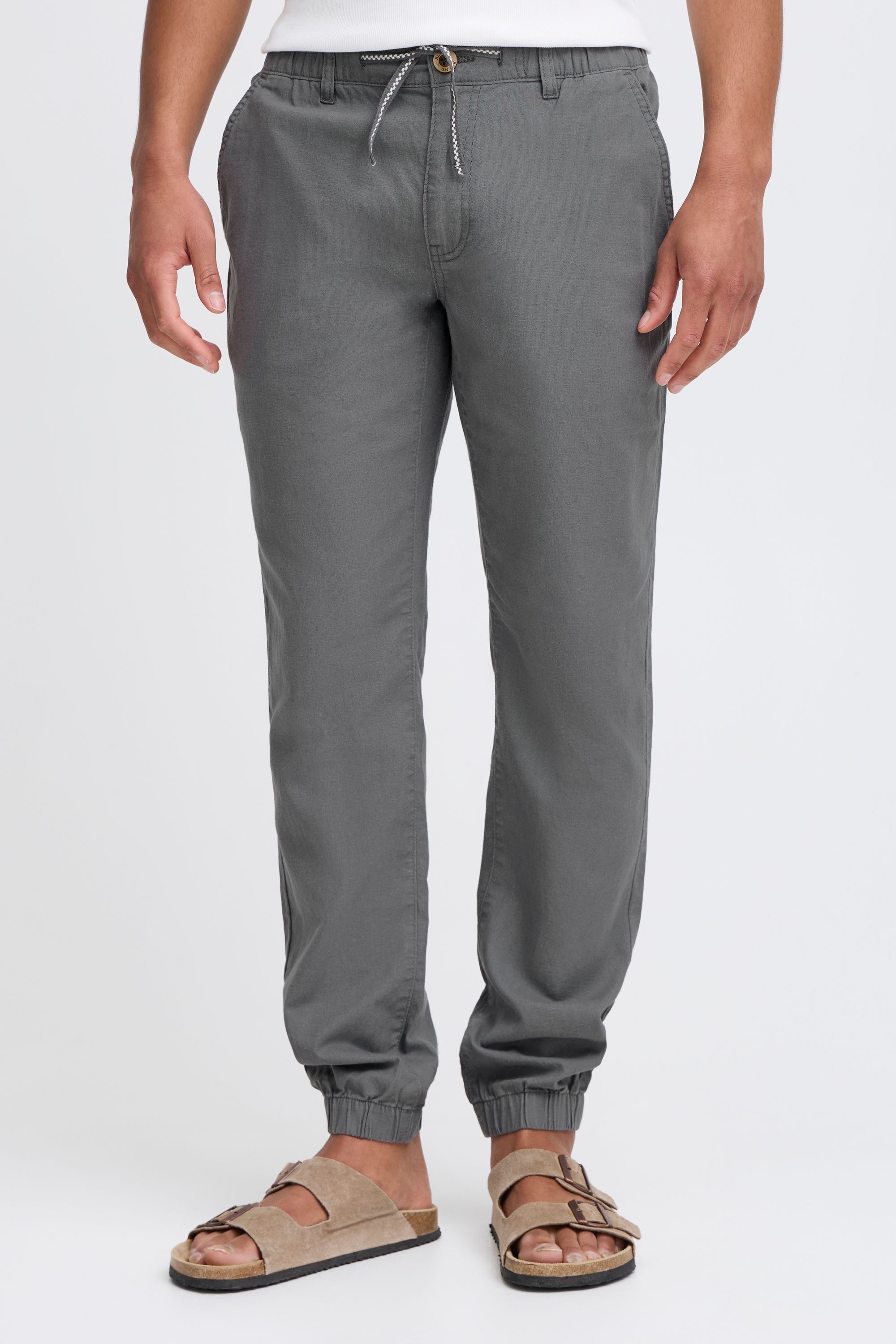 Leinenhose BLEND "BHLennik", Herren, Gr. XL, US-Größen, granite, 55% Leinen, 45% Baumwolle, unifarben, regular fit lang, Hosen, Lange Chinohose mit Kordeln 2