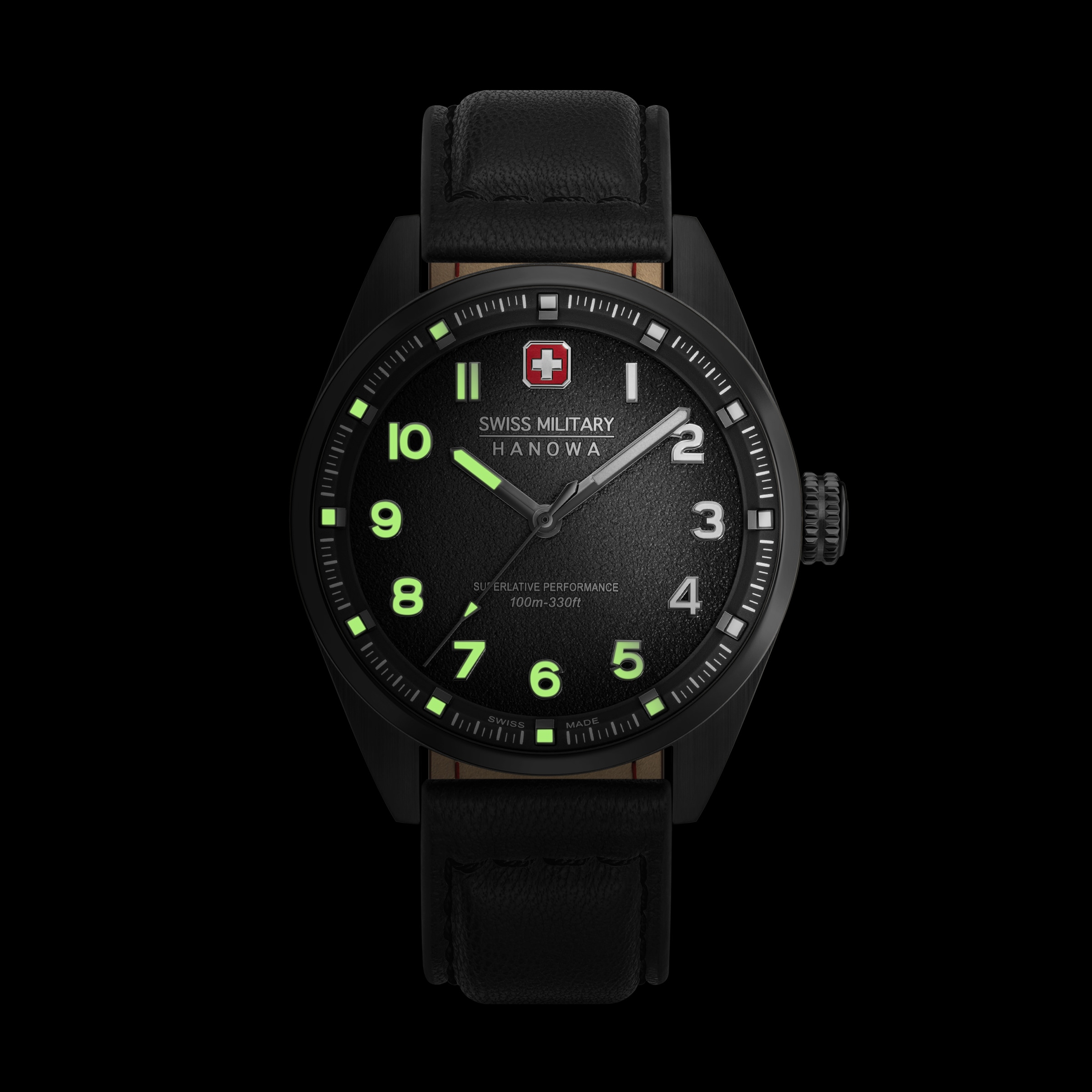 Swiss Military Hanowa Quarzuhr »Greyhound« Armbanduhr, Herrenuhr, Swiss Made, Lederarmband, analog