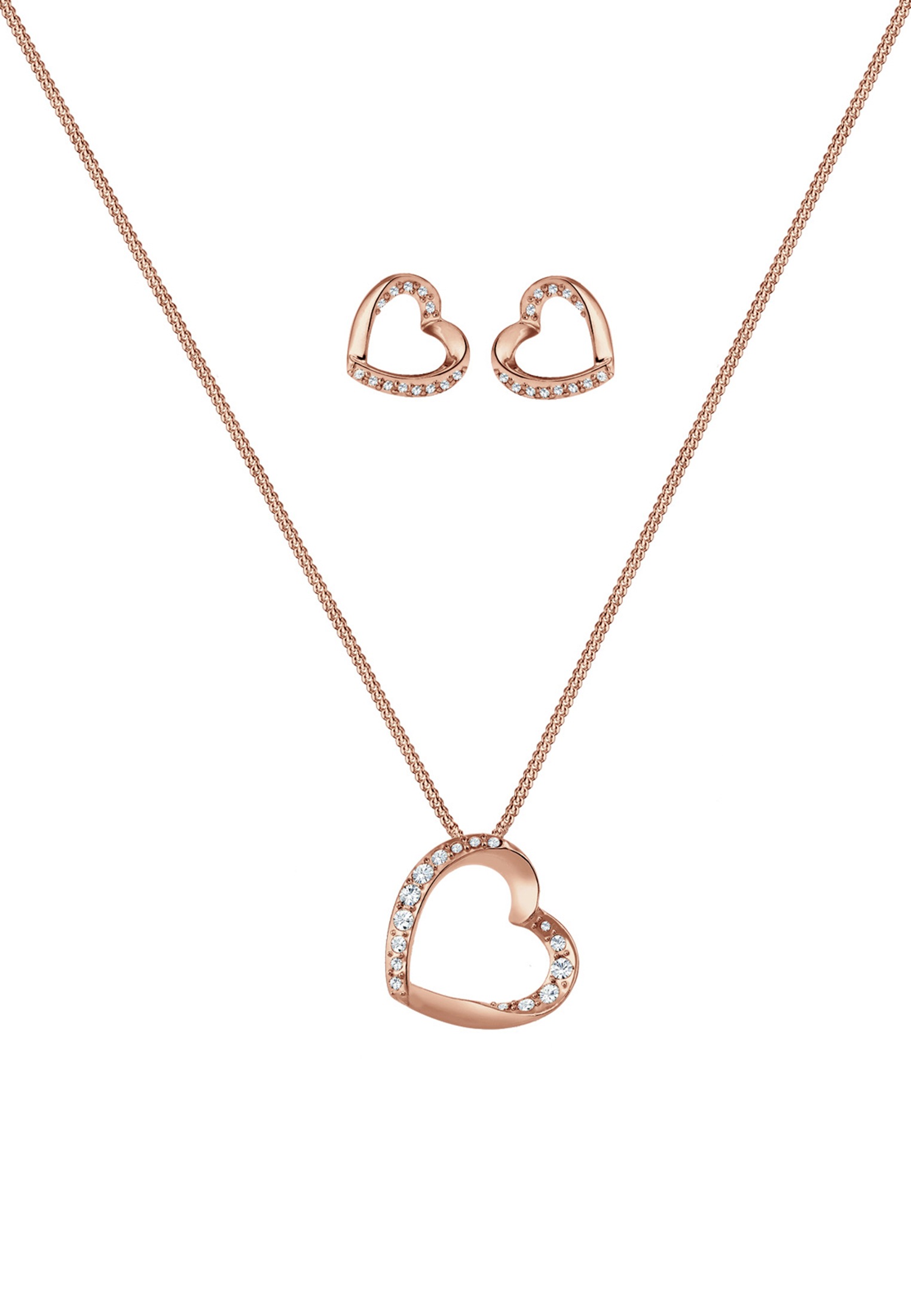 Elli Premium Schmuckset »Herz Verbundenheit Kristalle Silber«