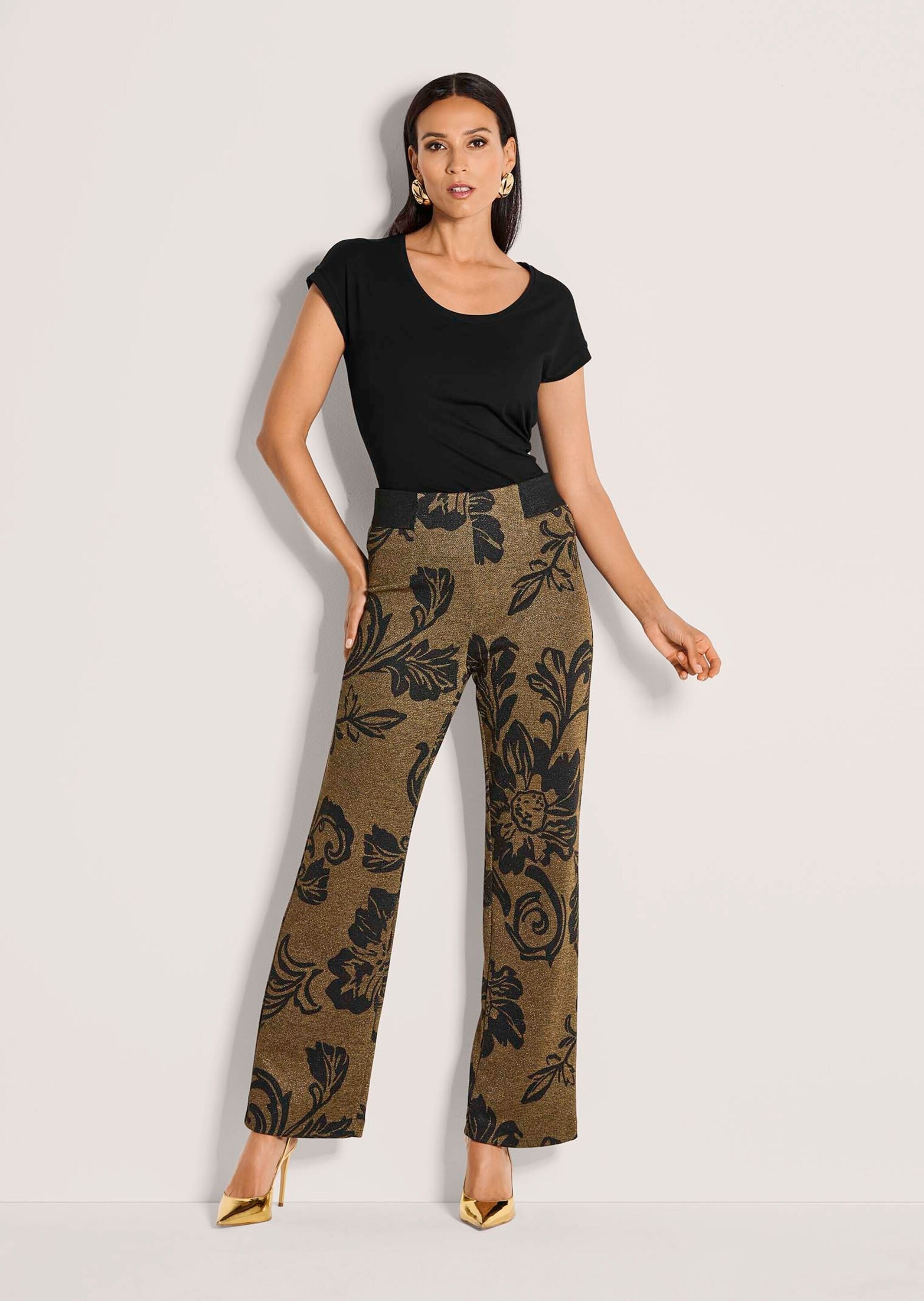 MADELEINE Jerseyhose »Jacquardhose Jacquardhose mit floralem Muster«