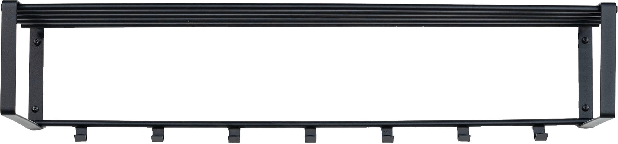 Garderobenleiste SPINDER DESIGN, B:100cm H:19cm T:29cm, schwarz, Stahl, Garderobenhalter, "REX", Wandgarderobe aus Stahl mit Hutablage und 5 bzw. 7