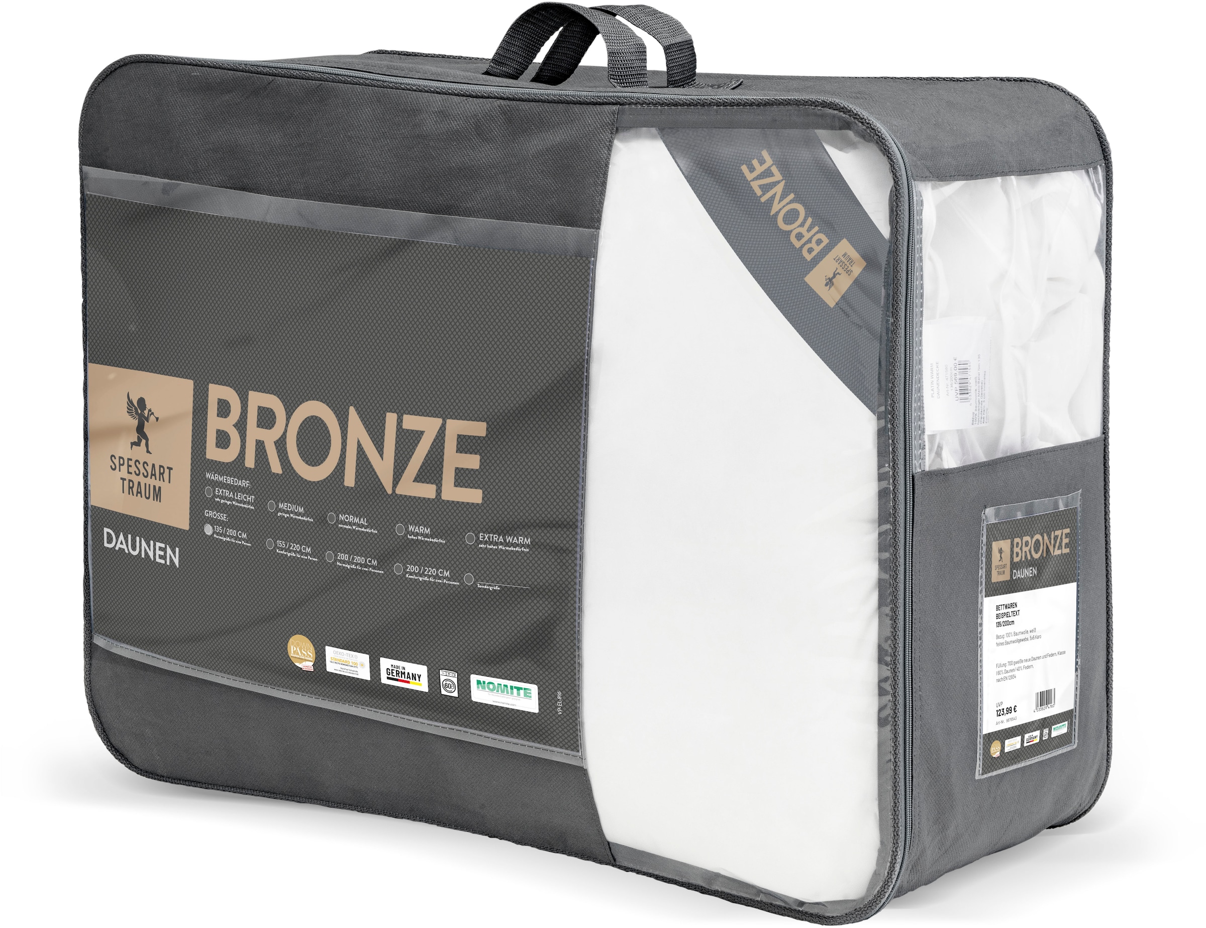 SPESSARTTRAUM Daunenbettdecke »Bronze«, warm, Füllung 90% Daunen, 10% Federn, Bezug 100% Baumwolle, (1 St.), hergestellt in Deutschland, allergikerfreundlich
