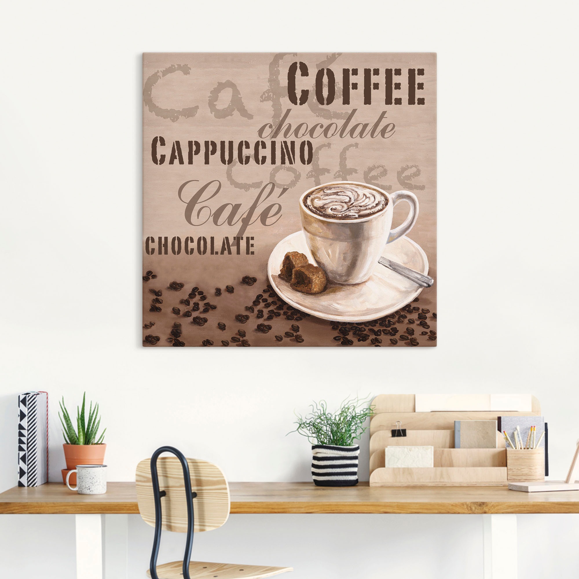 Artland Leinwandbild "Schokolade - Cappucino" Getränke 1 Stk. tlg. auf Holz günstig online kaufen