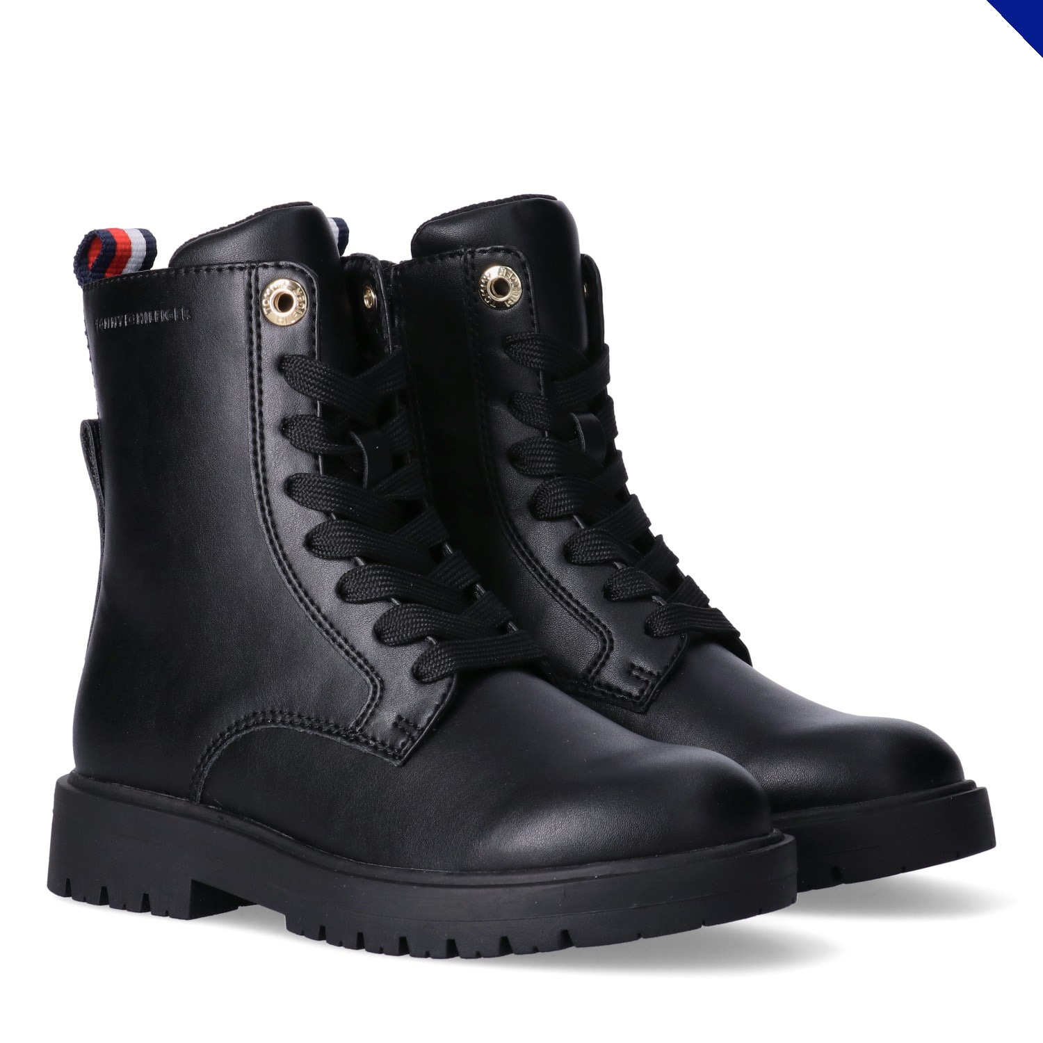 Tommy Hilfiger Schnürboots Herbstboots, Schnürstiefelette mit farbigem Textilband an der Ferse