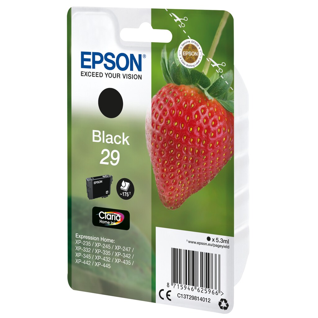 Epson Tintenpatrone »Epson Strawberry Singlepack Black 29 Claria Home Ink«