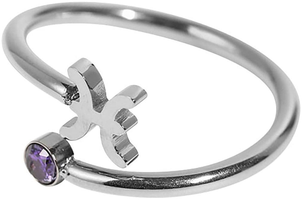 FIRETTI Damen Fingerring "Schmuck Geschenk Damenring Sternzeichen", 5 g, Fische, Edelstahl, 1,2mm, silber, Edelstahl, Fingerringe, Made in Germany -