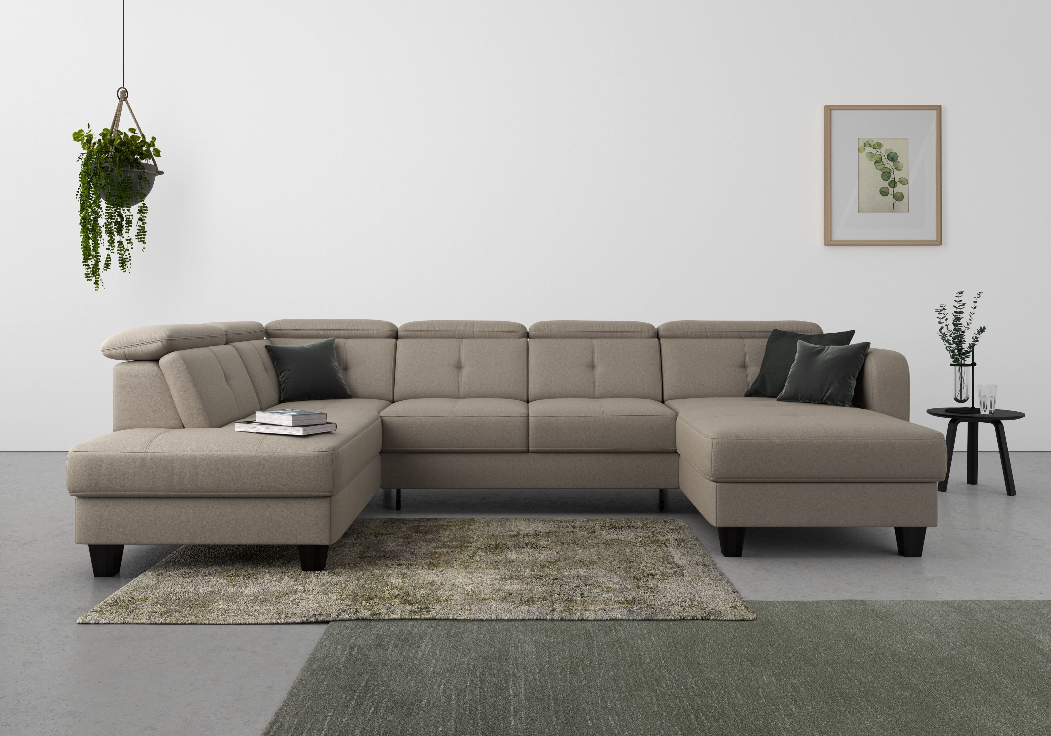 sit&more Wohnlandschaft "Belluci U-Form" Kopfteilverstellung und Federkern, wahlweise mit Schlaffunktion