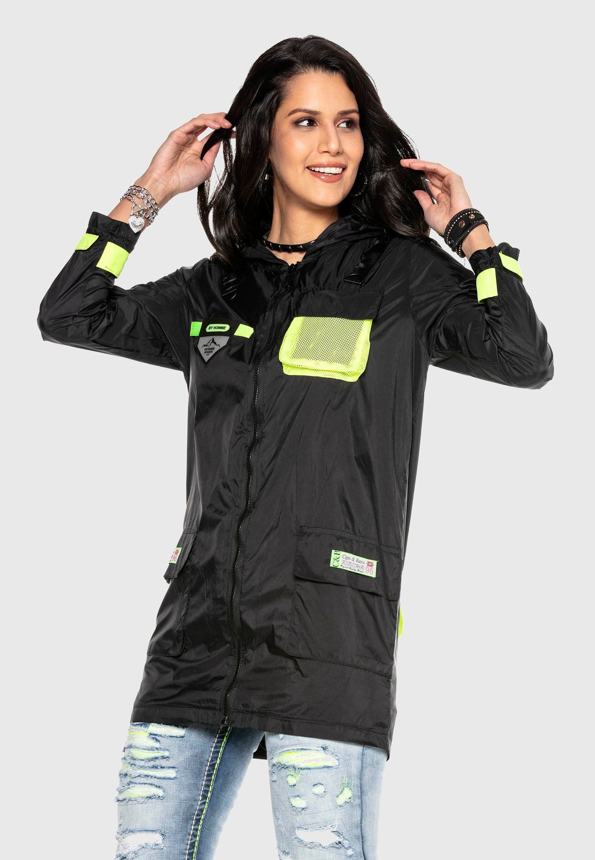 Cipo & Baxx Regenjacke »Mäntel« mit Kapuze im modernen Look