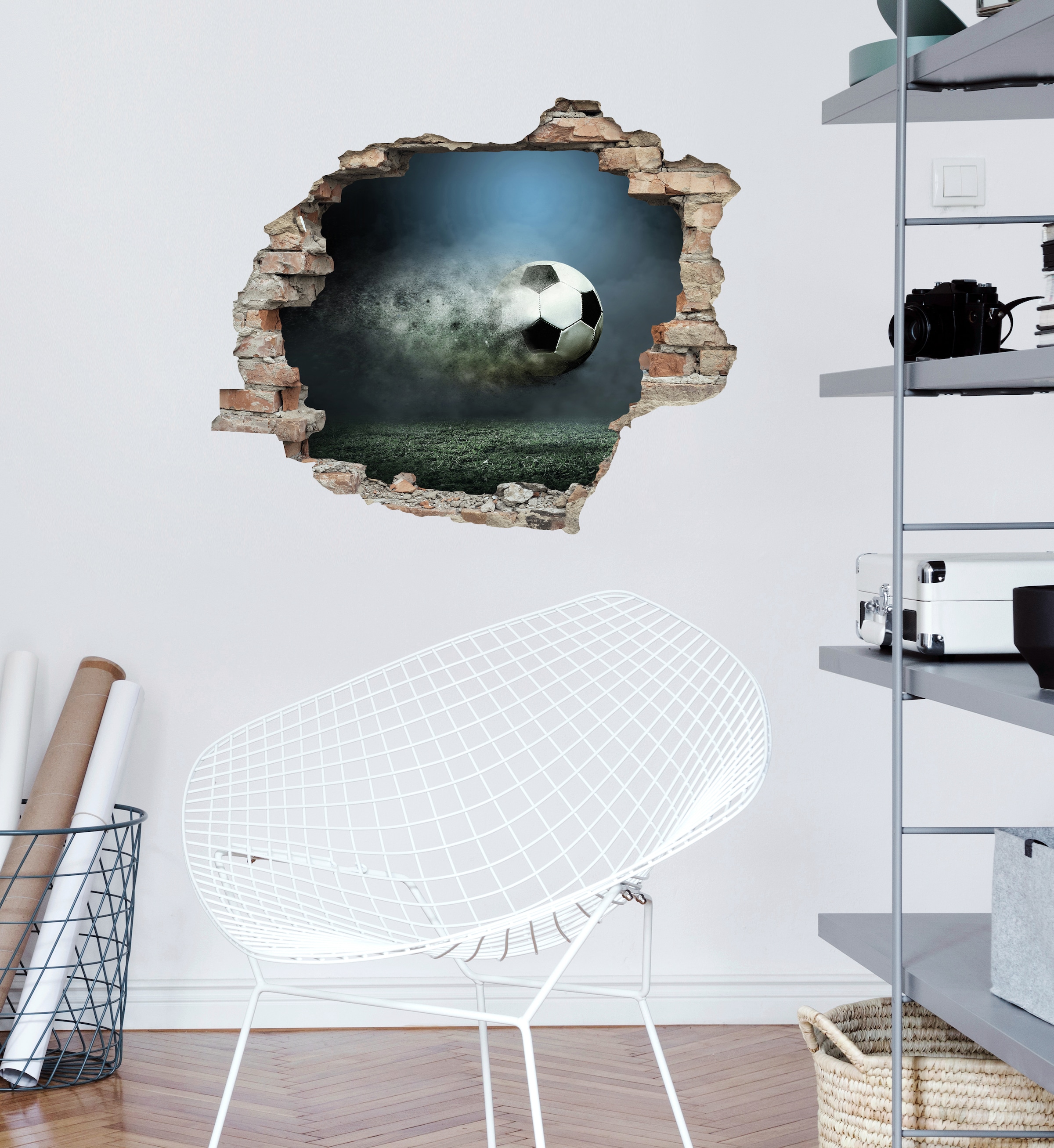 queence Wandtattoo »Fußball«, (1 St.), Wandsticker, Wandbild, selbstklebend, 3D, Wanddurchbruch