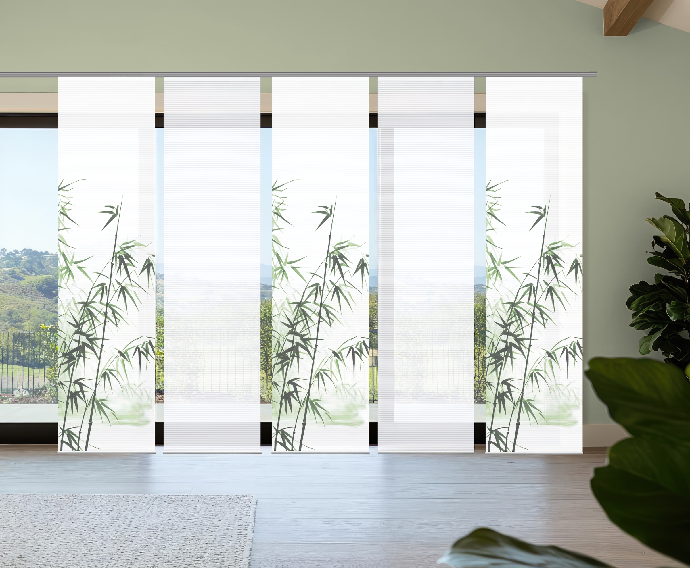 HOME in green Schiebegardine "RUFUS" Paneelwagen 5 Stk. tlg. Bambusoptik, S günstig online kaufen