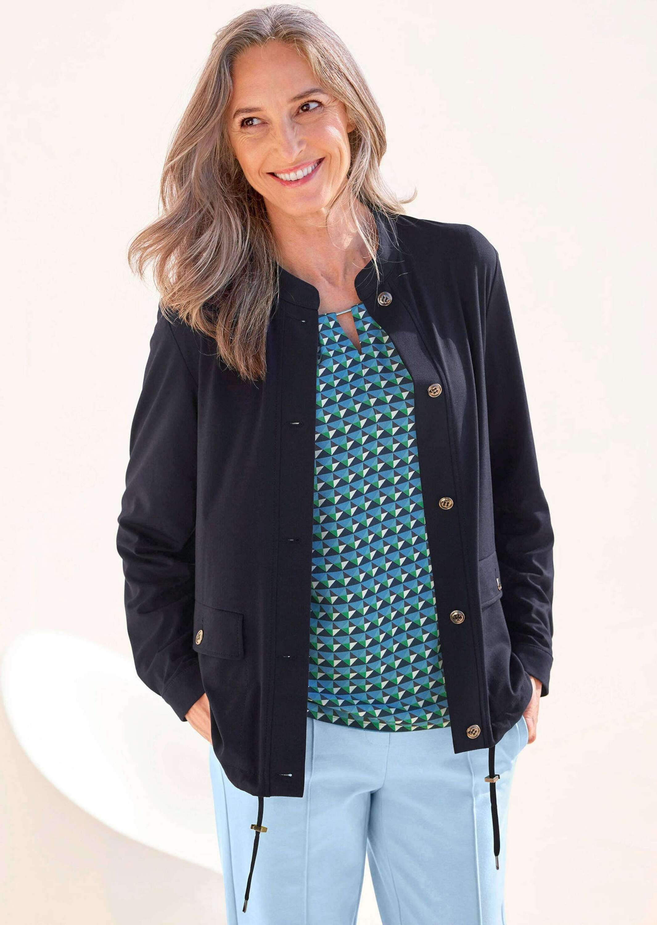 Thumbnail - GOLDNER Kurzjacke "Kurzgröße Blouson mit Stehkragen" Tunnelzug am Saum mit Kordel und Kordelstopper