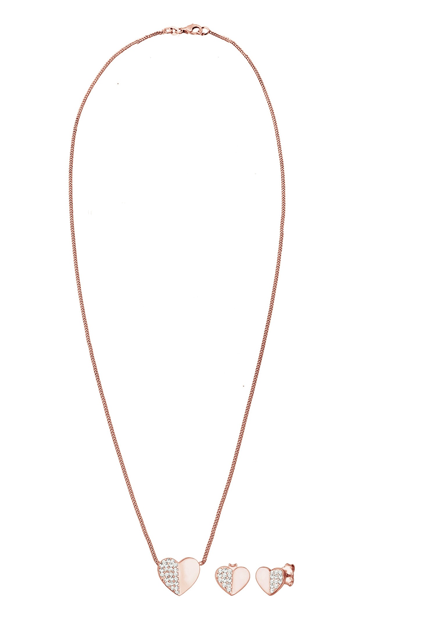 Elli Schmuckset »Herz Liebe Kristalle 925 Silber Playful« ()