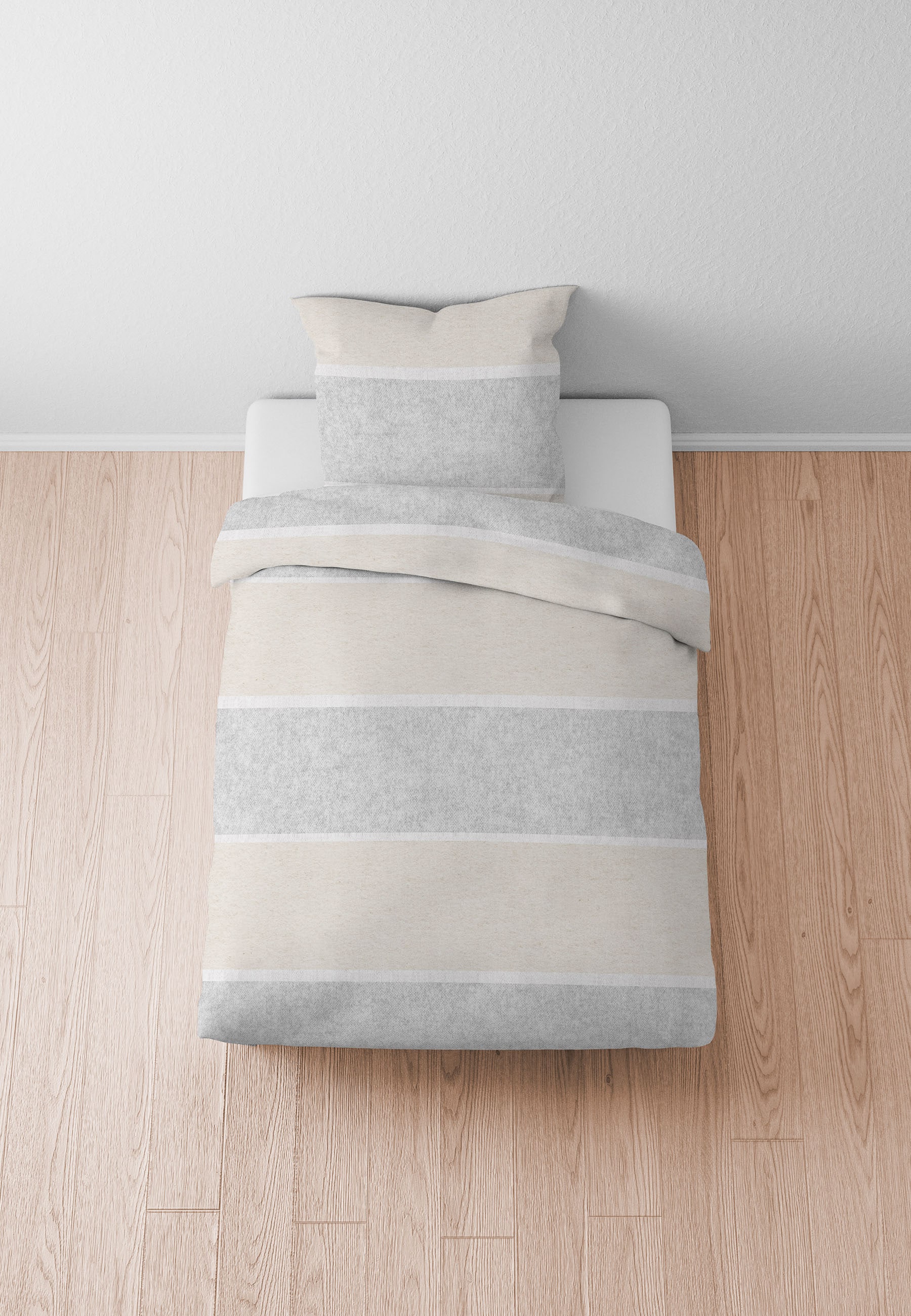 Biberna Bettwäsche »Jonas Biber Streifen«, (2 tlg.), kuschelig warm, weich, pflegeleicht, 100% Baumwolle, made in Germany