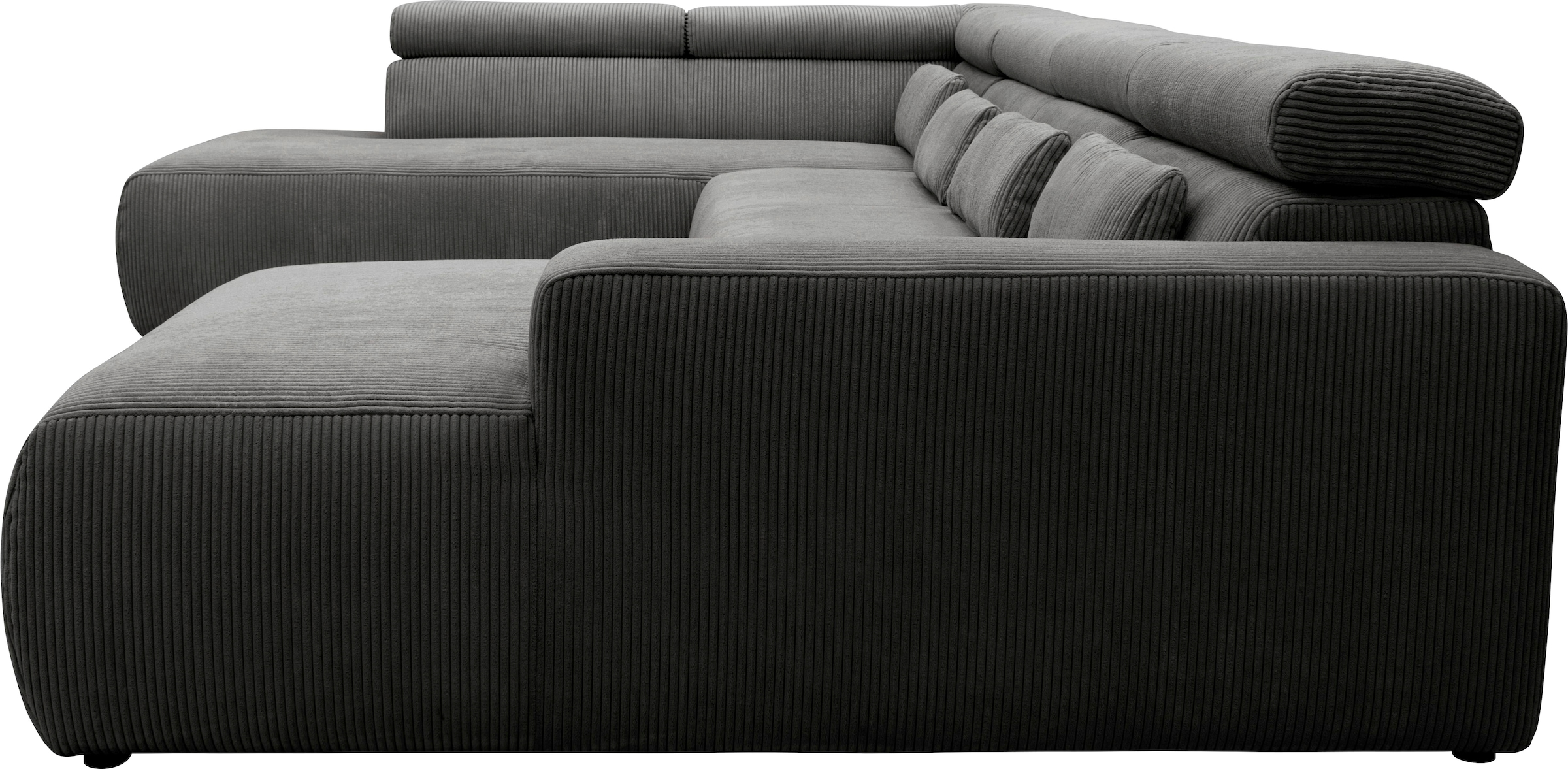 DOMO collection Wohnlandschaft »Brandon viele Bezugsarten, auch in Cord und Leder, incl. Nierenkissen«, mit Kopfteilverstellung, wahlweise Sitztiefenverstellung, U-Form