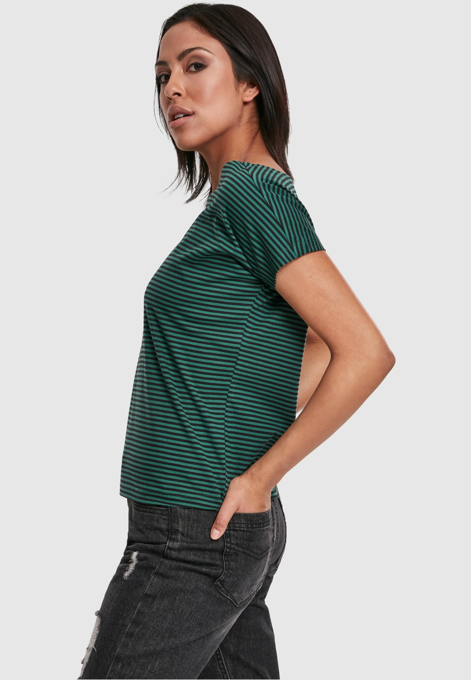 URBAN CLASSICS Kurzarmshirt »Urban Classics Damen Ladies Yarn Dyed Baby Stripe Tee«, (1 tlg.)