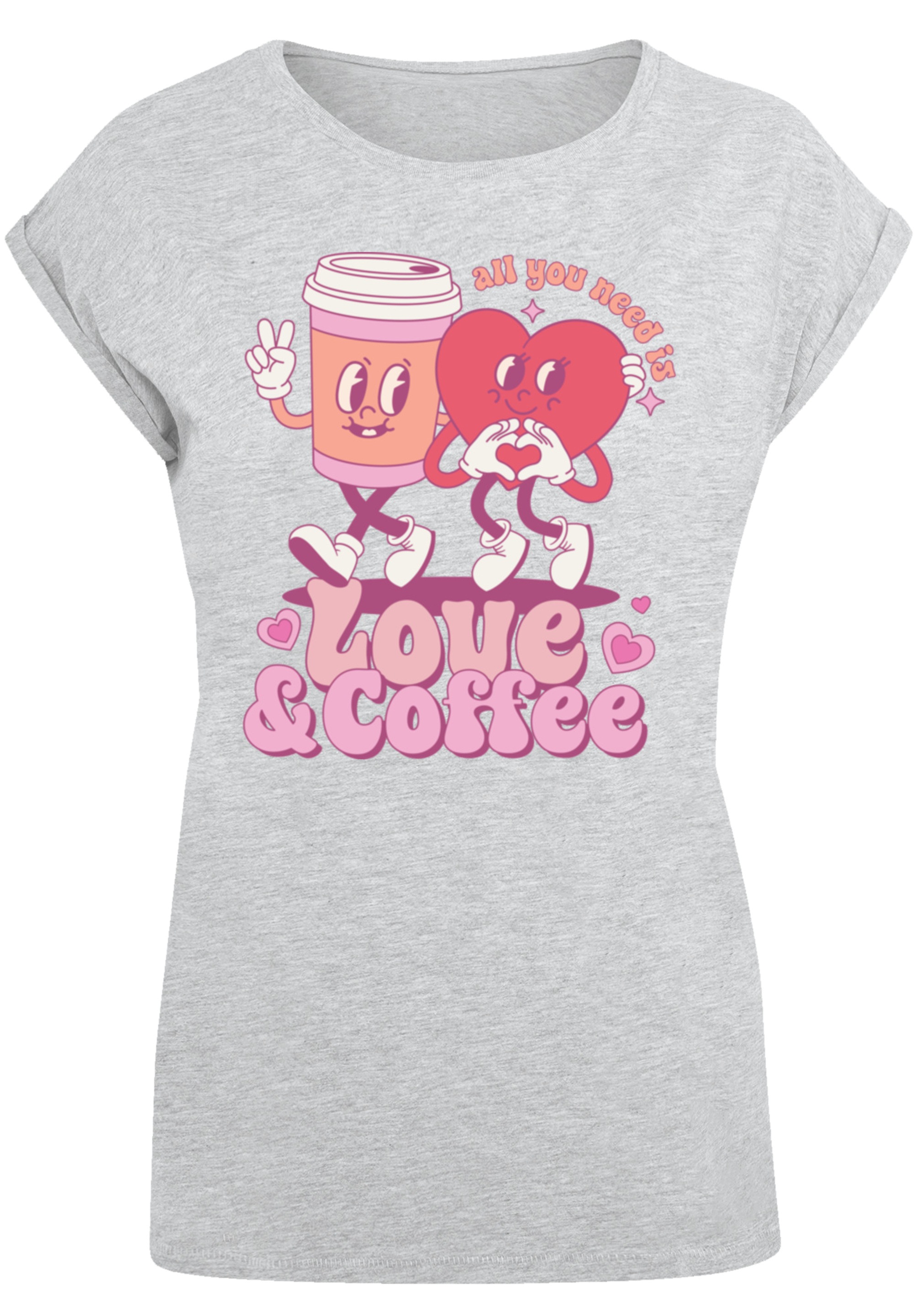F4NT4STIC T-Shirt »Love and Coffe Valentinstag«, Premium Qualität