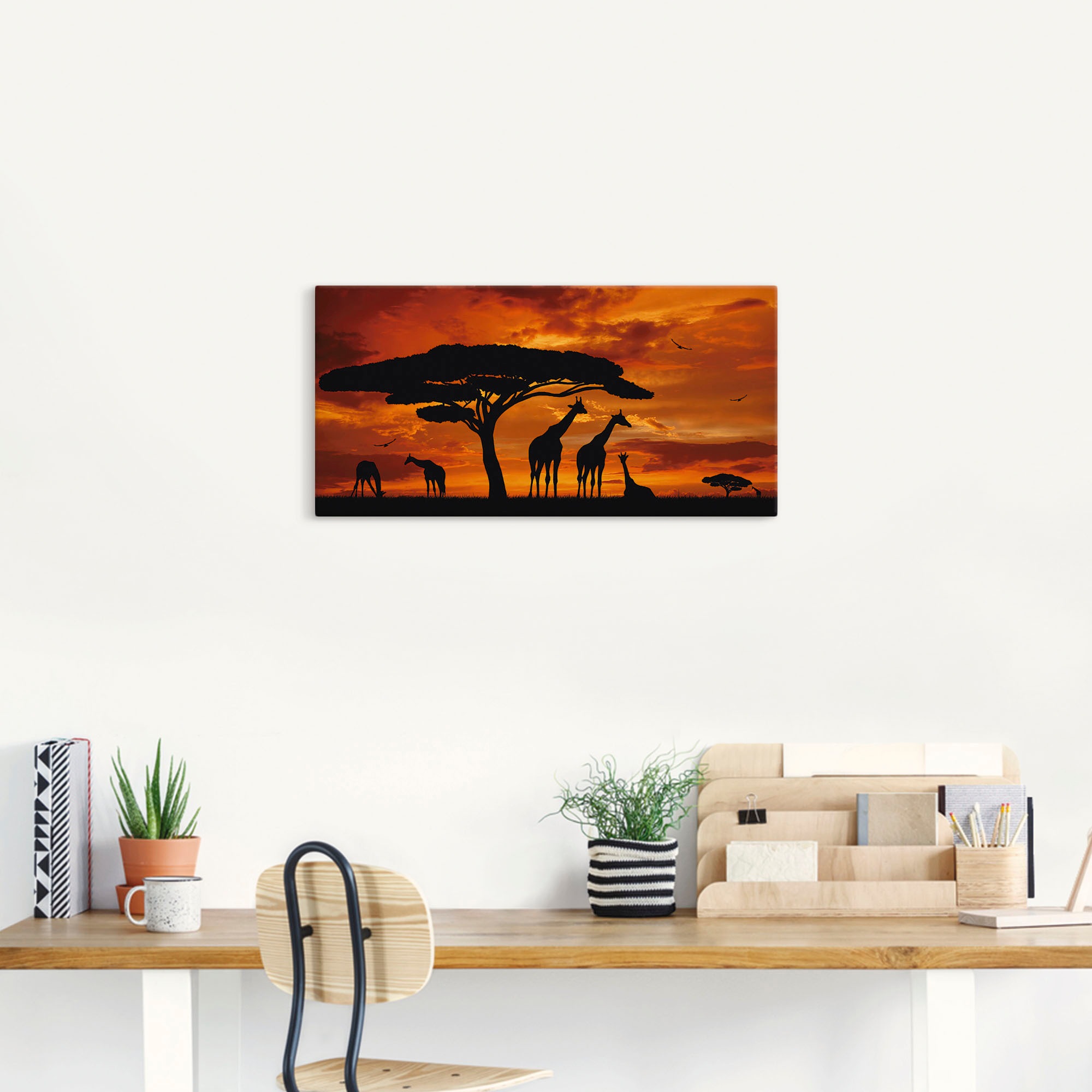 Artland Wandbild "Herde von Giraffen im Sonnenuntergang", Wildtiere, (1 St. günstig online kaufen