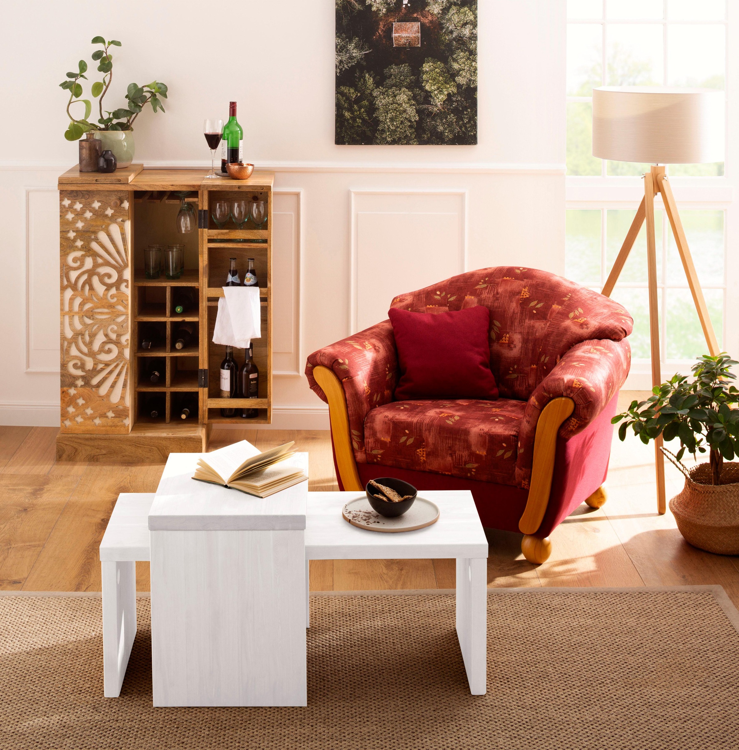 Home affaire Couchtisch "Leinz" Set, 2 Stk. tlg. aus Kiefer, Tischplatten i günstig online kaufen