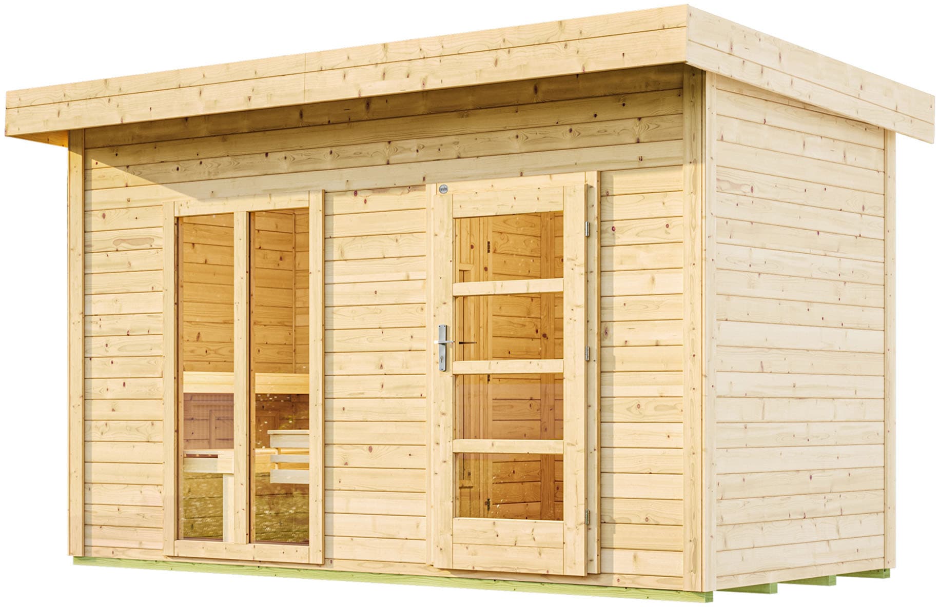 weka "FARSUND 2" Blockbohlen, langes Fensterelement inDer Front