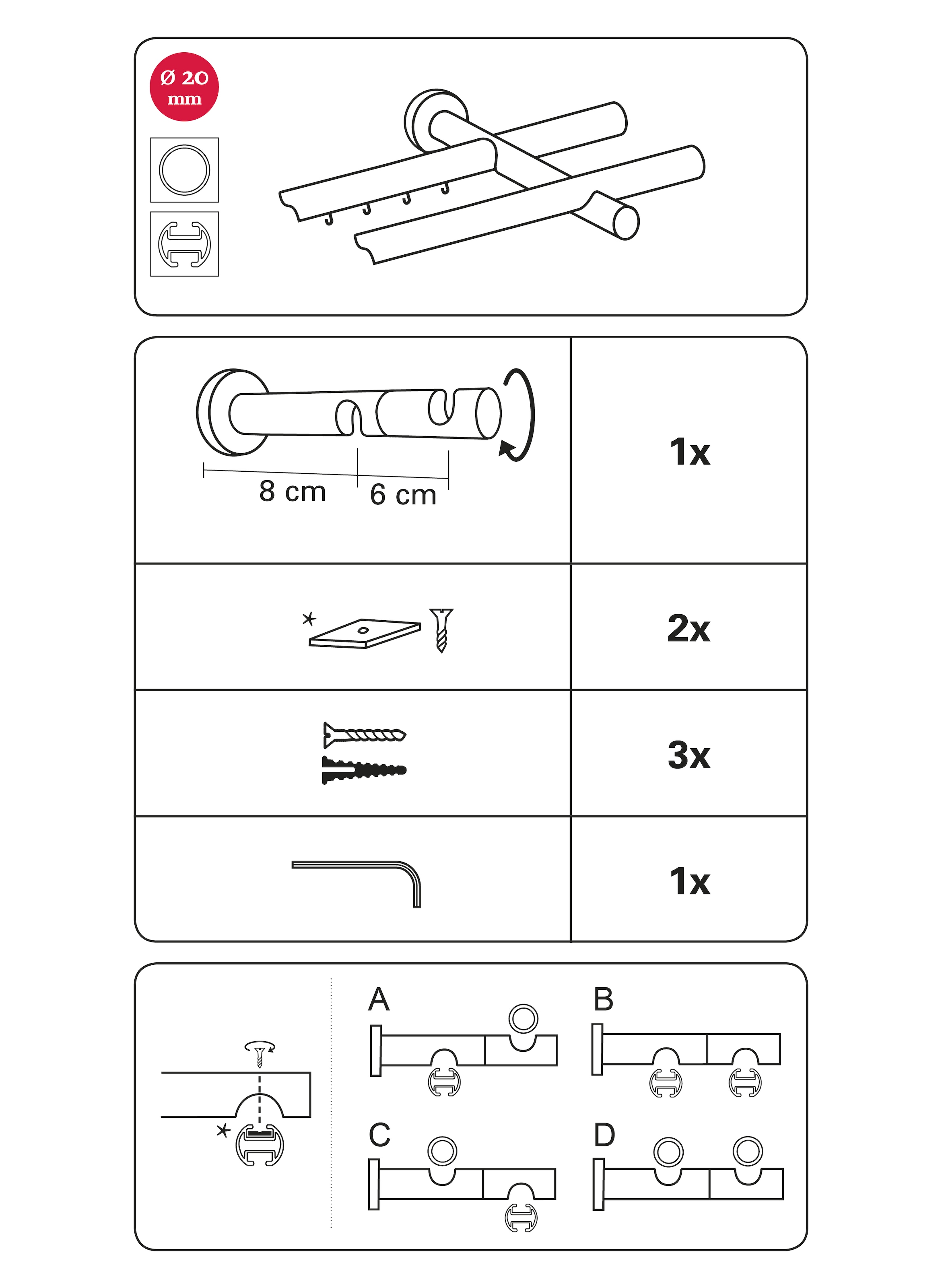 offen«, Einzelprogramm Serie 20 St.), mm »Doppel-Kombiträger Träger Ø | (1 GARDINIA kaufen BAUR Chicago