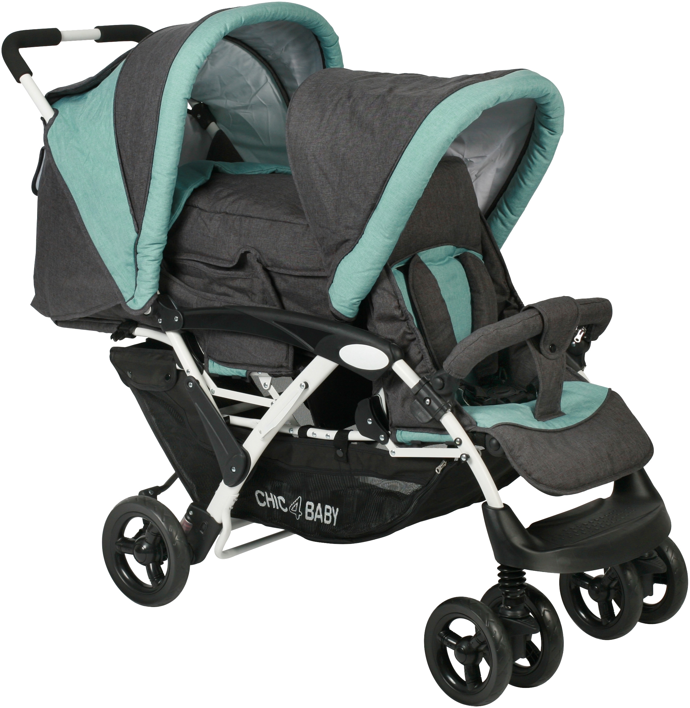 CHIC4BABY Geschwisterwagen "Duo" mit feststellbaren Doppelschwenk-Vorderrädern