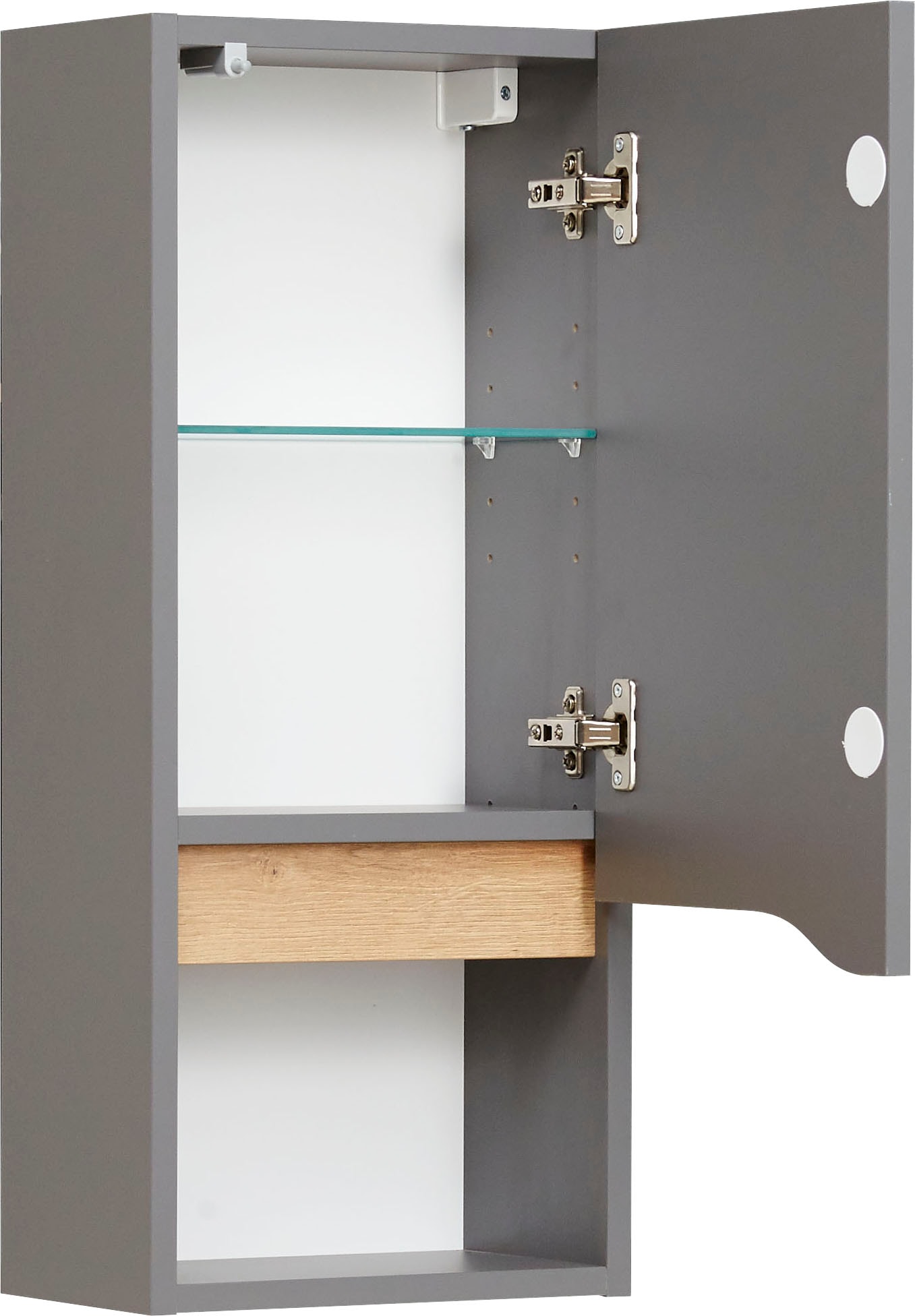 Saphir Hängeschrank »Quickset Wand-Badschrank 30 cm breit mit 1 Tür, 1 offenes Fach«, Badezimmer-Hängeschrank inkl. Türdämpfer, grifflos