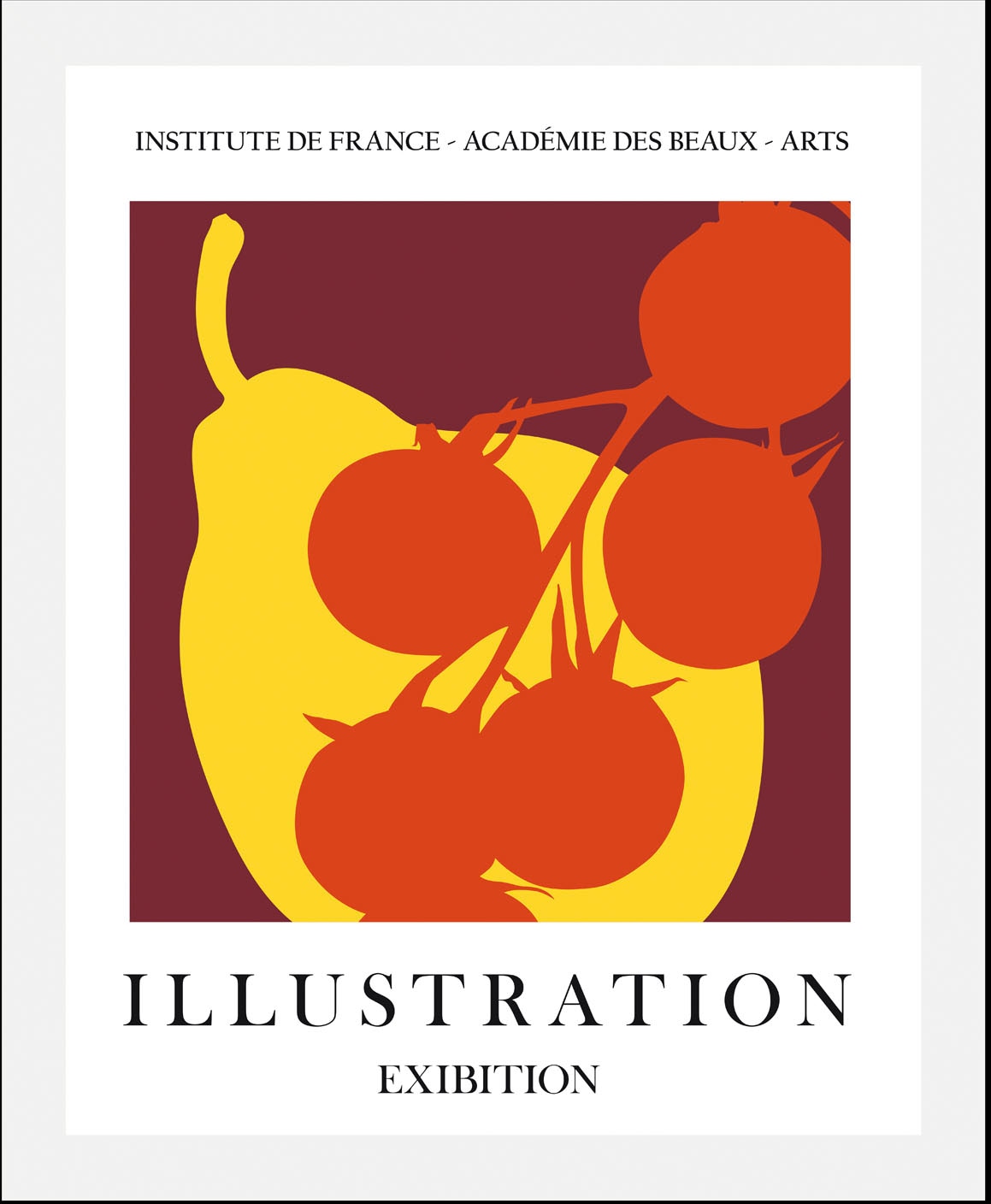 queence Bild »Illustration«, Obst-Obst Bilder-Essen-Lebensmittel-Kunst-Schriftzug, (1 St.), HD Premium Poster-Druck inkl. Holzrahmen