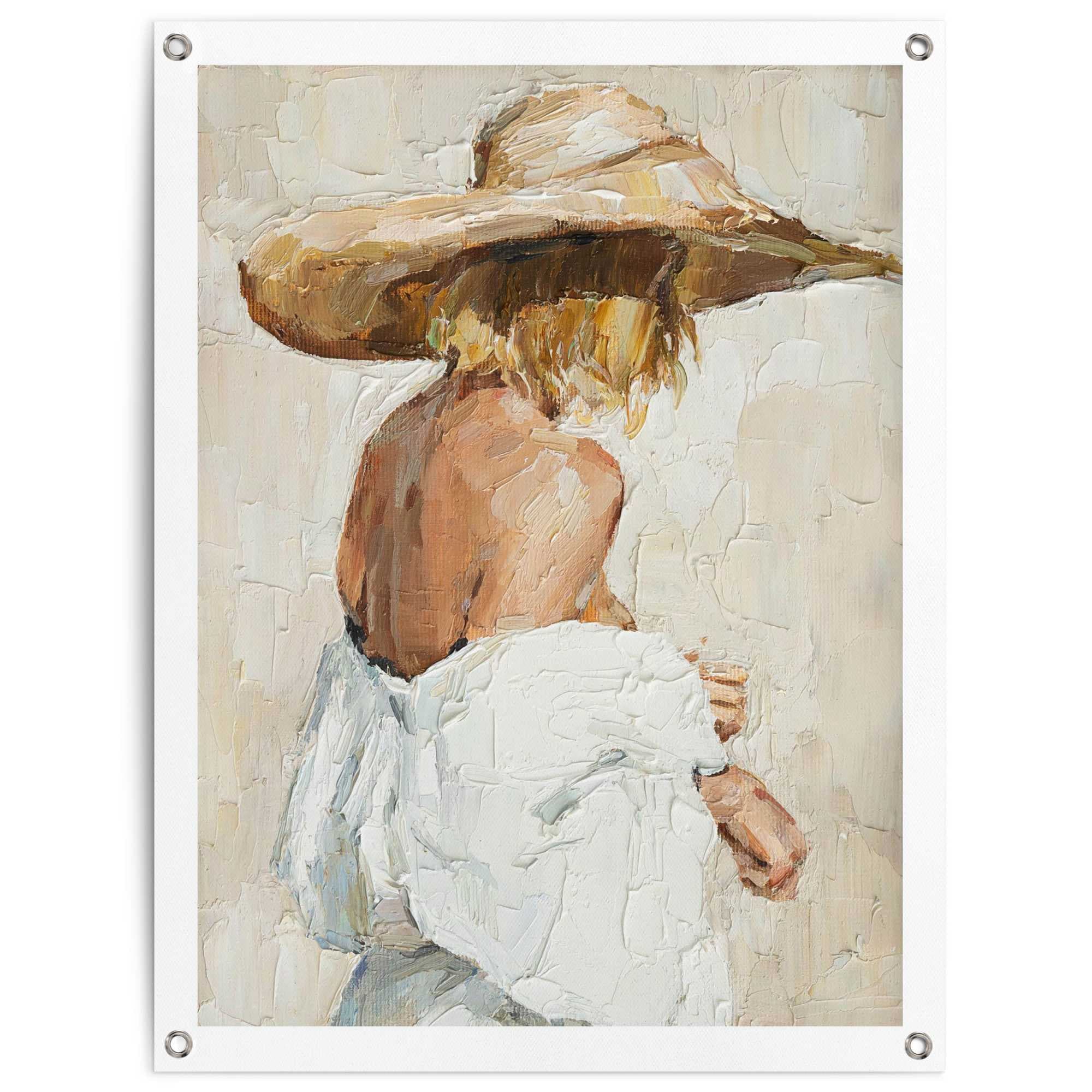 Reinders Poster "Summer Girl", Garten - Frau - Strohhut - Beige - Leinwand günstig online kaufen