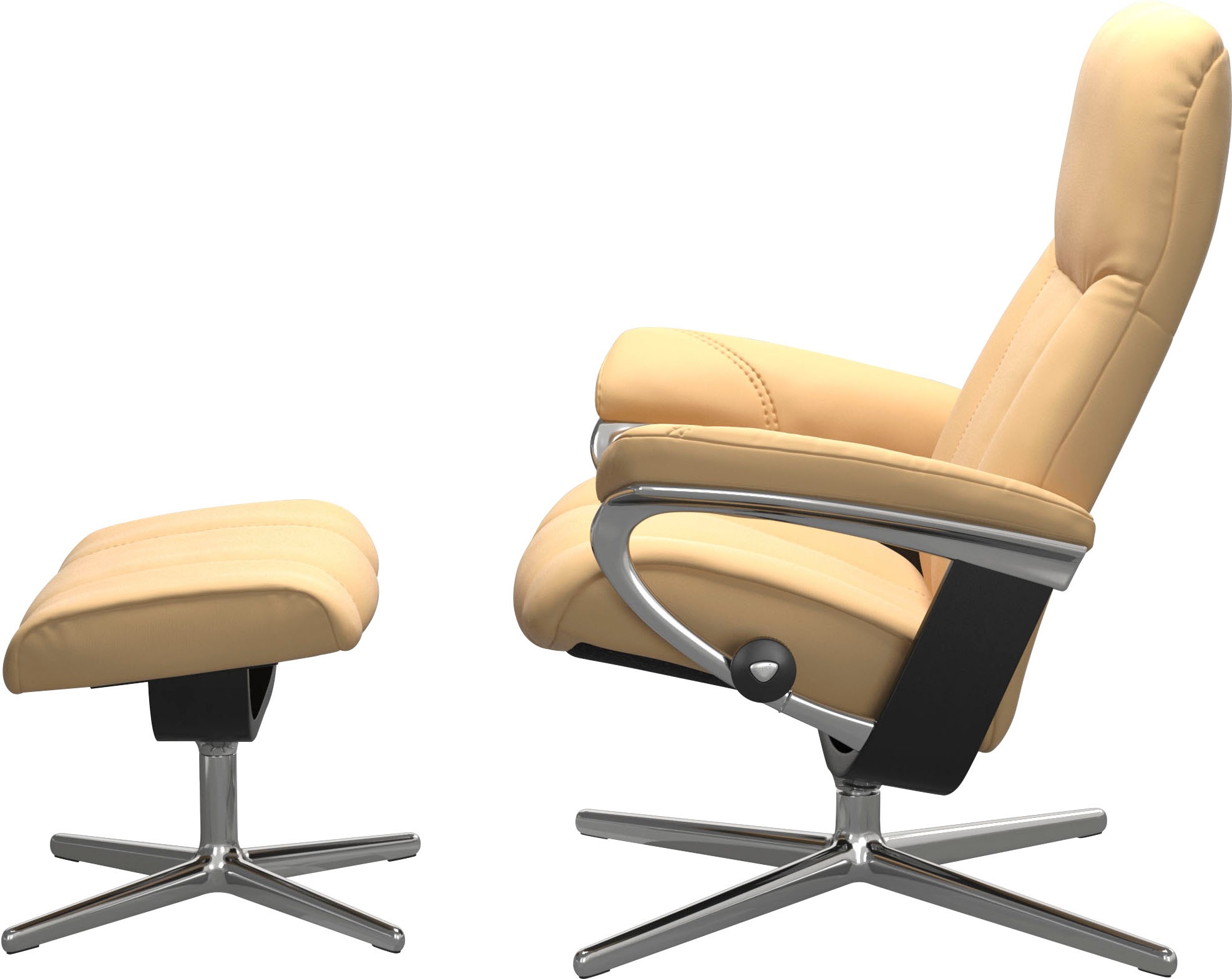 Fußhocker STRESSLESS "Consul", gelb, B:54cm H:41cm T:39cm, Hocker, Fußhocker, mit Cross Base, Größe S, M & L, Holzakzent Schwarz 3