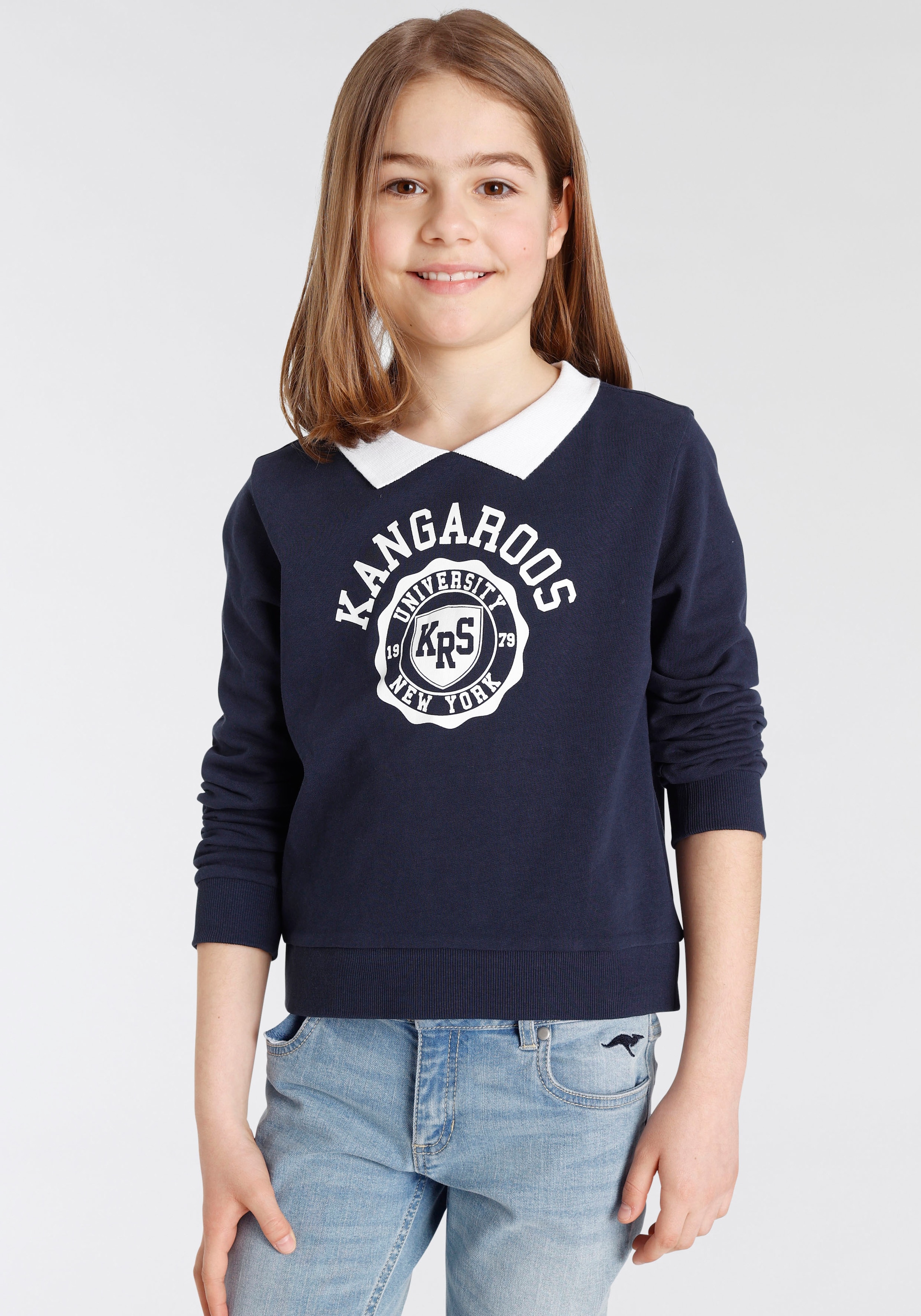 KangaROOS Sweatshirt »für Mädchen«, in kurzer Form mit Polokragen