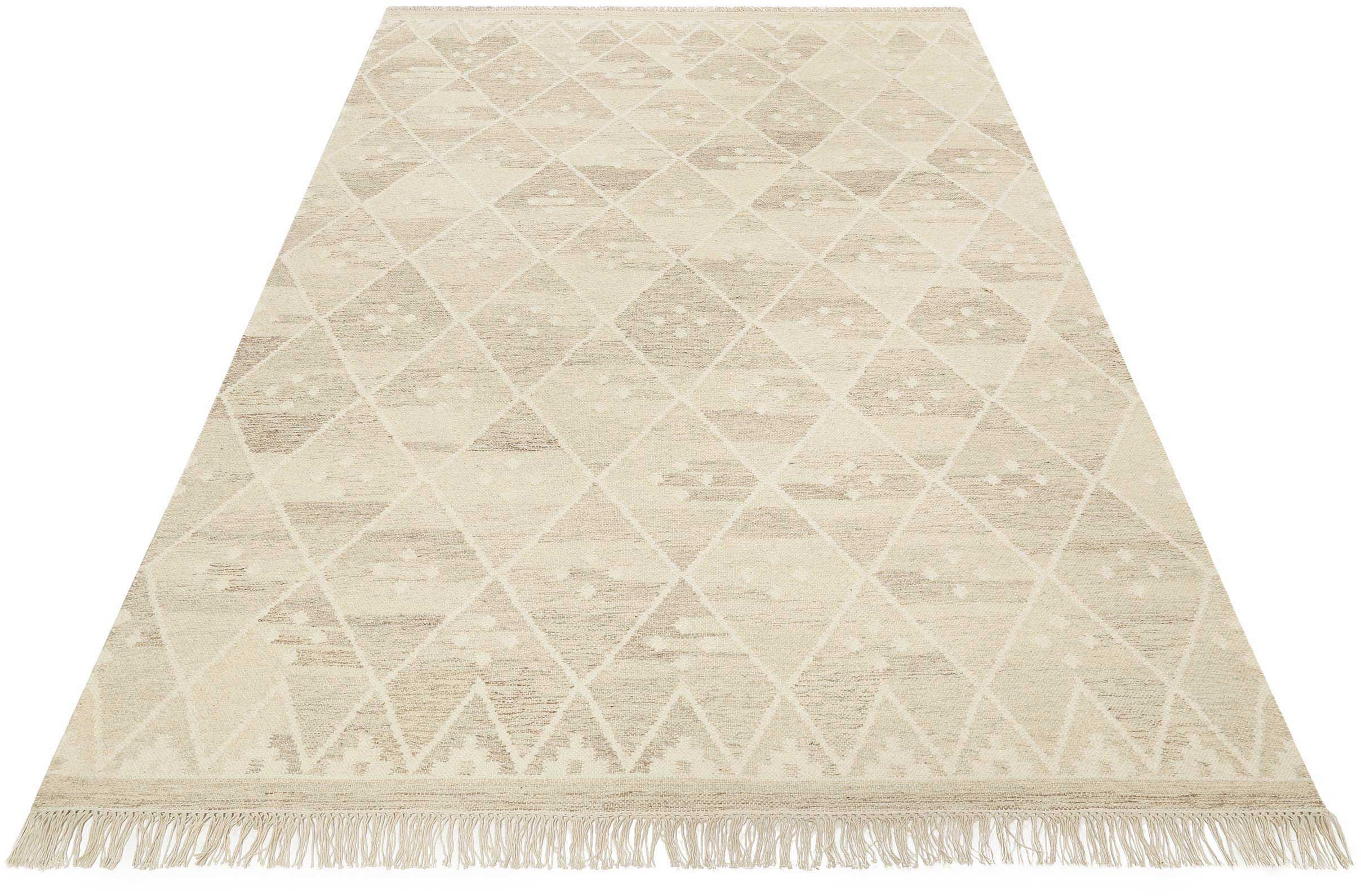 Green Looop Teppich "Vermont GL-82101" rechteckig 5 mm Höhe handgewebter Naturfaserteppich aus 80% Wolle 20% Baumwolle, Wohnzimmer