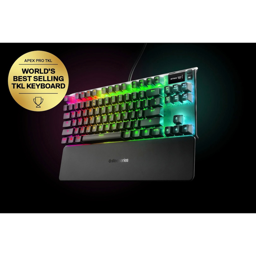 SteelSeries Gaming-Tastatur »Apex Pro TKL Wireless«, (Funktionstasten-Lautstärkeregler-USB-Anschluss-Profil-Speicher-verstellbare Füße-Antirutsch-Füße)