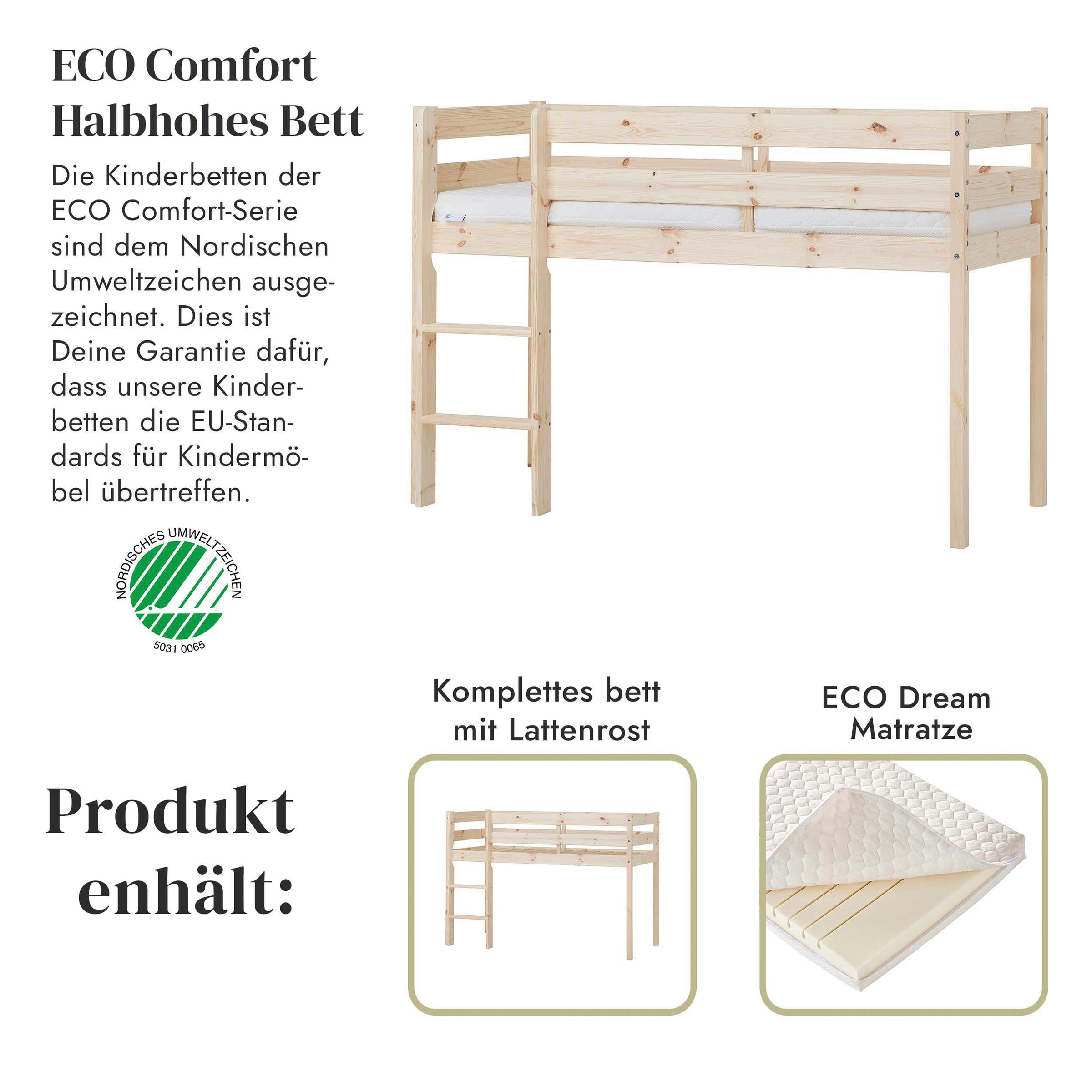 Hoppekids Spielbett »ECO COMFORT, Hochbett, in 2 Einzelbetten teilbar«, Höhe 72cm, Farbe & Größe & Matratze