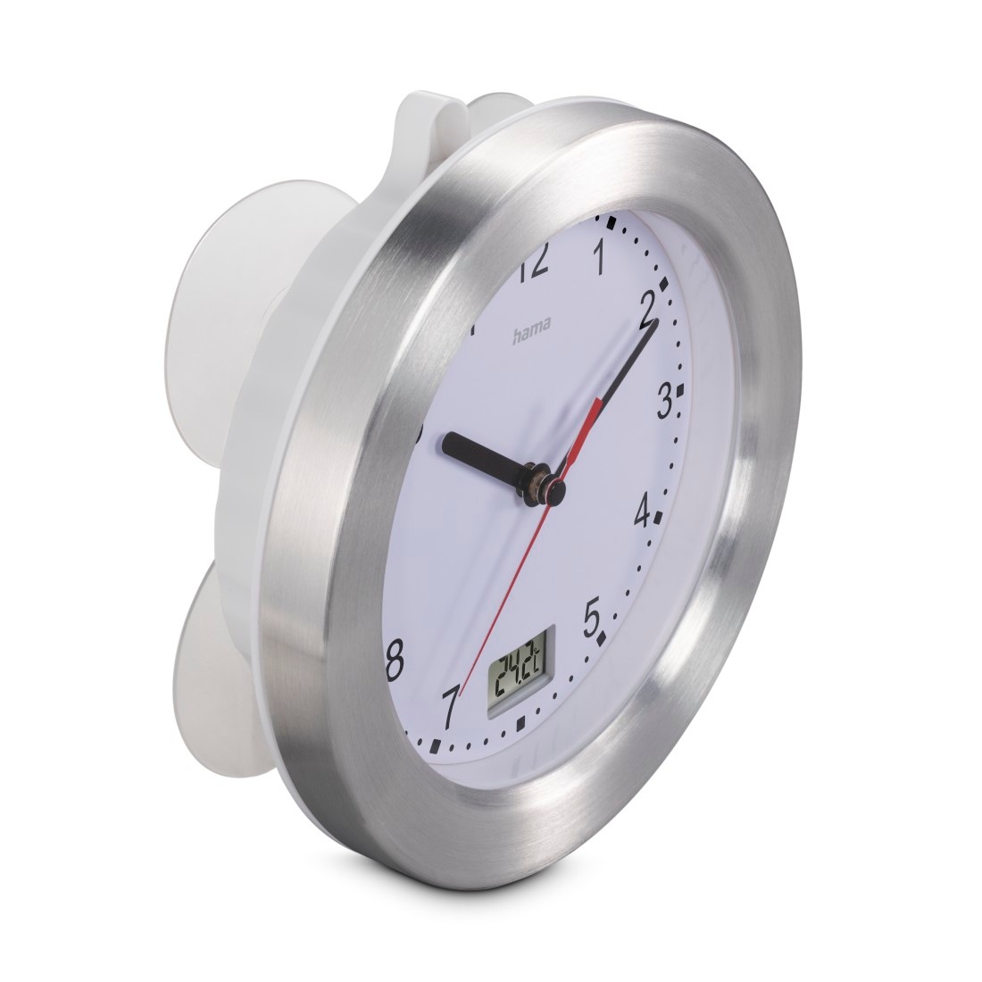 Hama Badezimmeruhr »Wanduhr "Mauritius", ohne Ticken, Ø 17 cm, Silber«, mit Thermometer, geräucharm