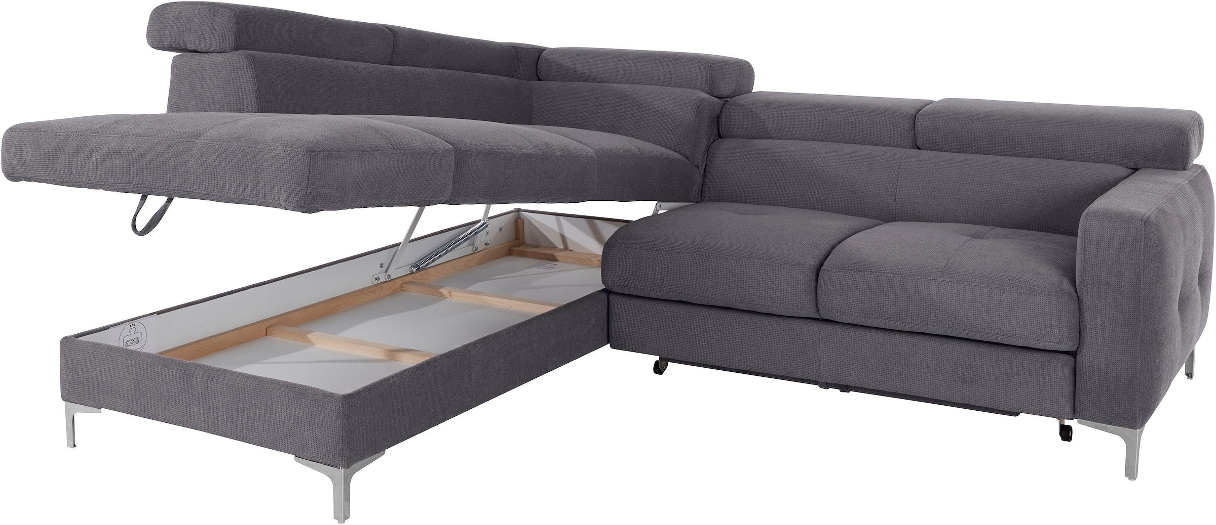 COTTA Polstergarnitur »Sammy L-Form«, (Set), Set bestehend aus: Ecksofa mit Kopfteilverstellung & Hocker