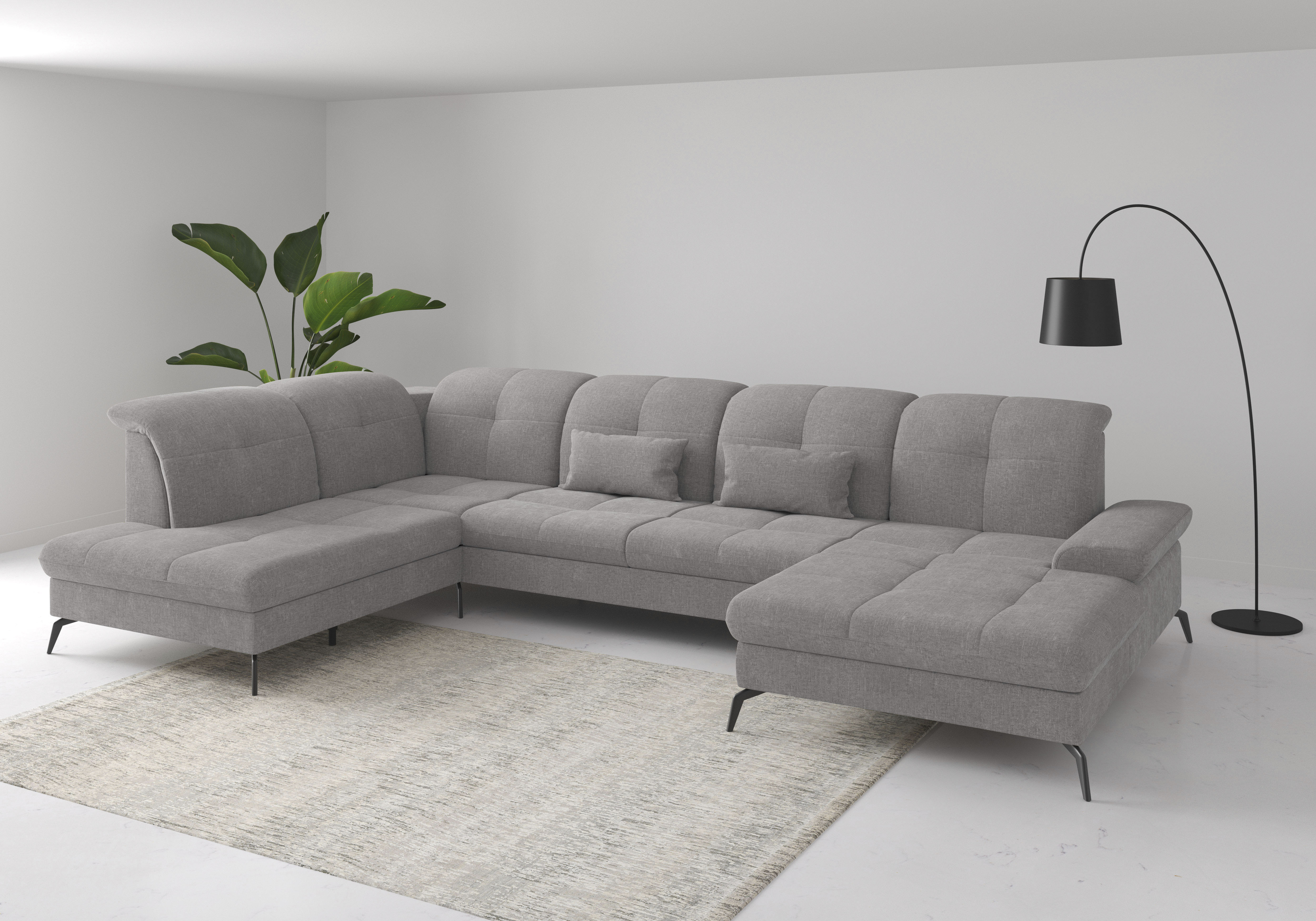 sit&more Wohnlandschaft "Amica, U-Form, inkl. Sitztiefenverstellung und Armteilverstellung" wahlweise mit Kopfteilverstellung, Schlaffunktion und Bettkasten