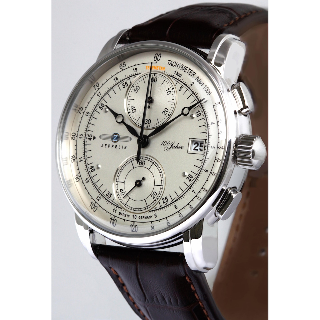 ZEPPELIN Chronograph »100 Jahre Zeppelin, 86701«, Armbanduhr, Quarzuhr, Herrenuhr, Datum, Stoppfunktion, Made in Germany