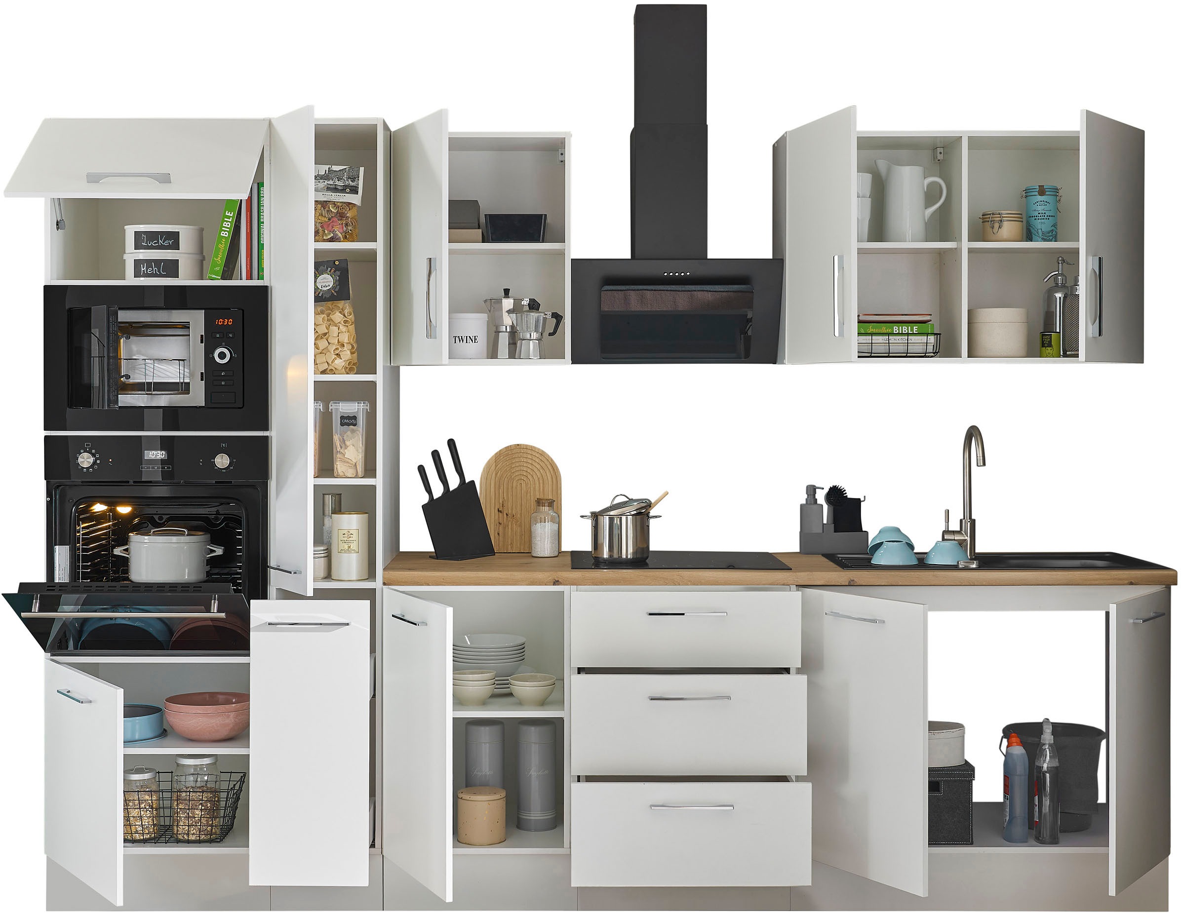 BASIC by Balculina Küchenzeile »Turin«, Breite 300 cm, wahlweise mit E-Geräten