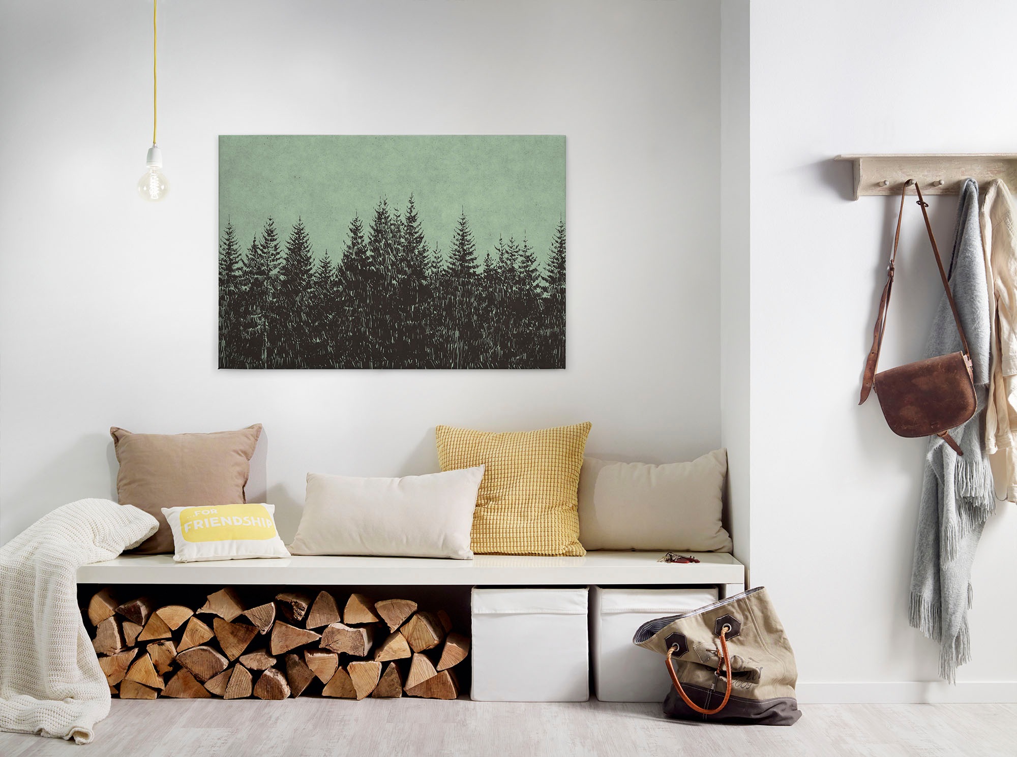 A.S. Création Leinwandbild "black forest" Kunst Wald 1 Stk. tlg. Wald Bild Keilrahmen Leinwand-Bild Wohnzimmer modern Wandbild Kinder