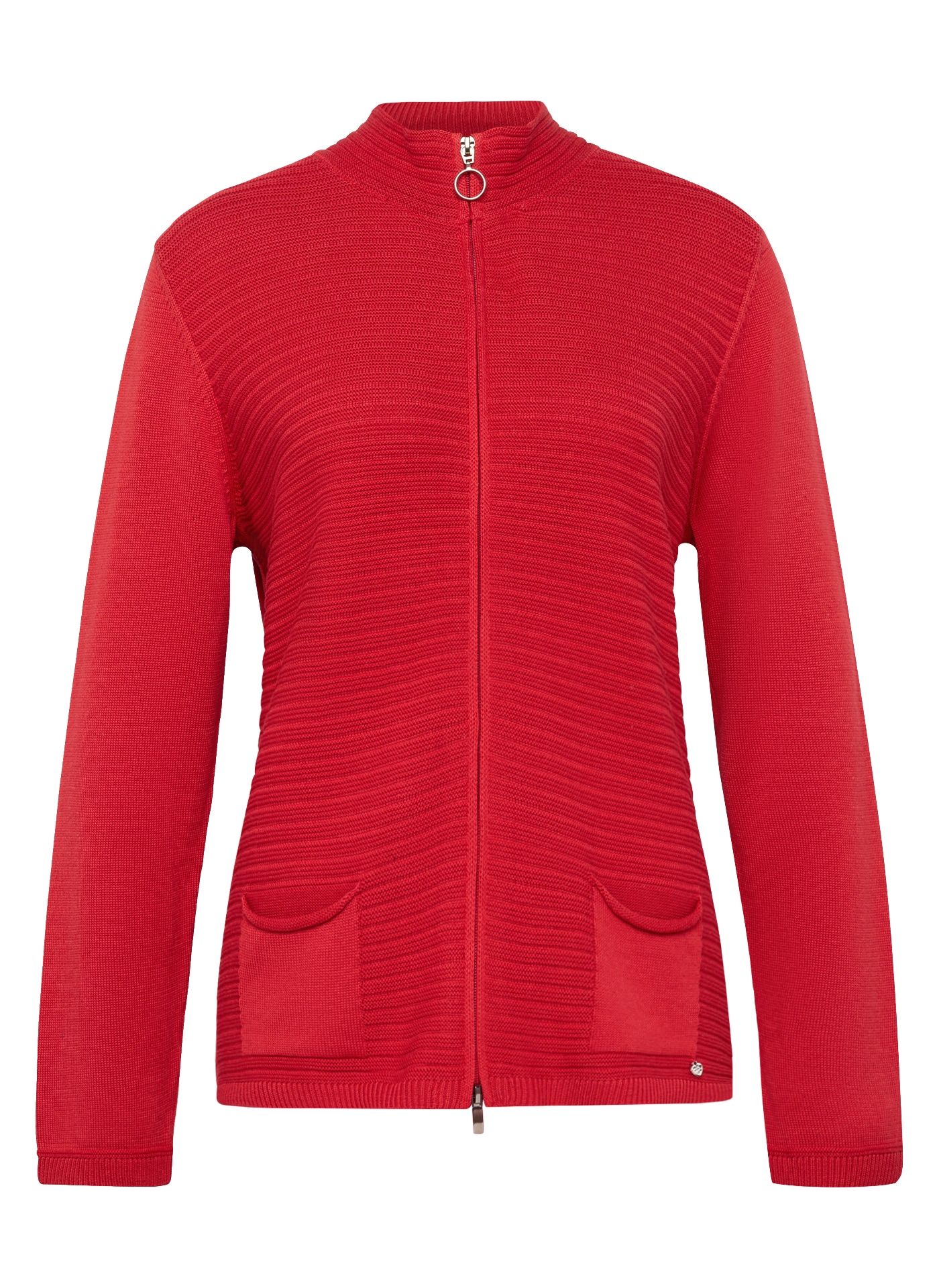 Rabe Strickjacke mit Reißverschluss und Stehkragen