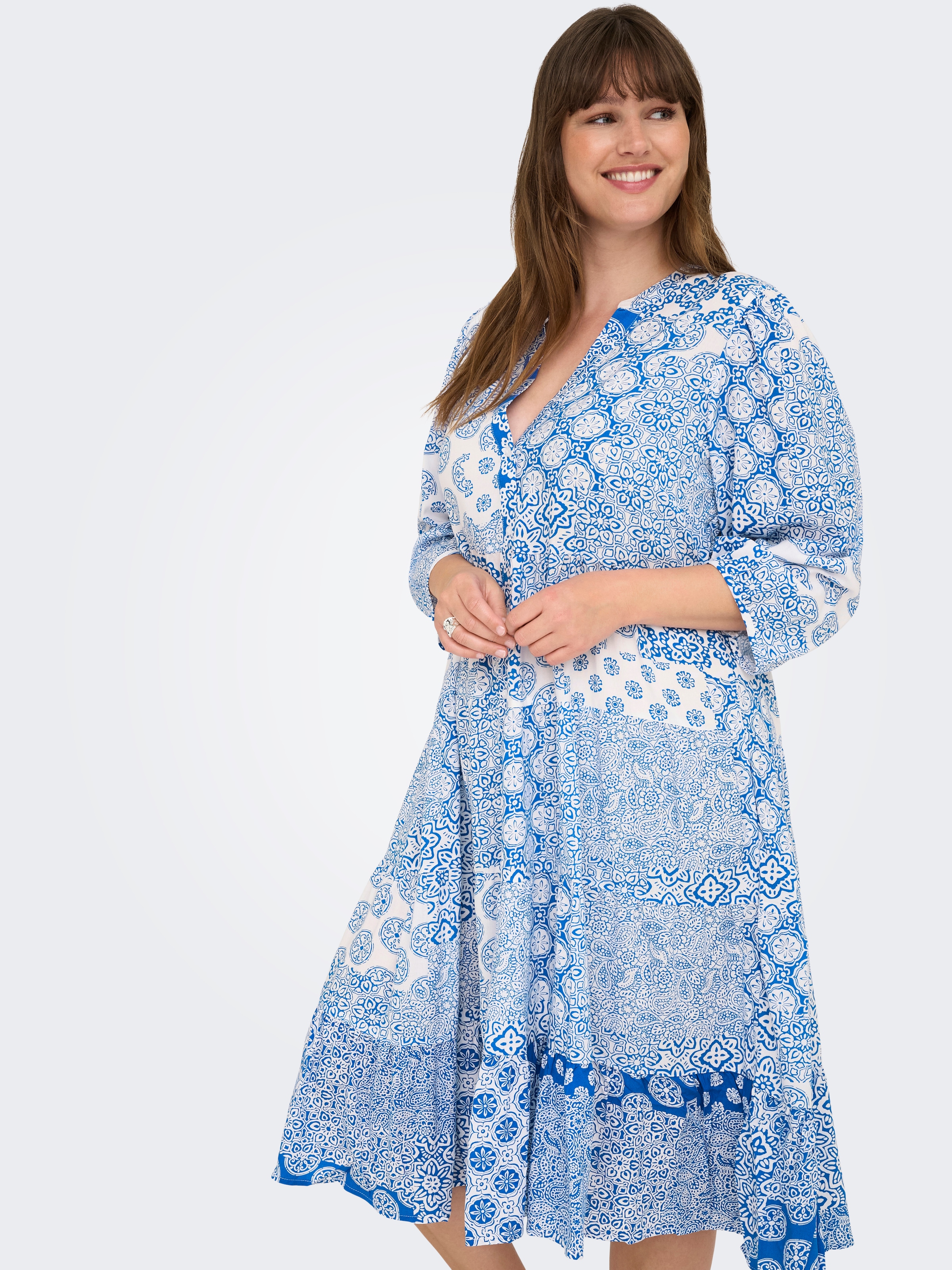 ONLY CARMAKOMA Tunikakleid "CARMILANA 3/4 DRESS WVN NOOS", Sommerkleid günstig online kaufen