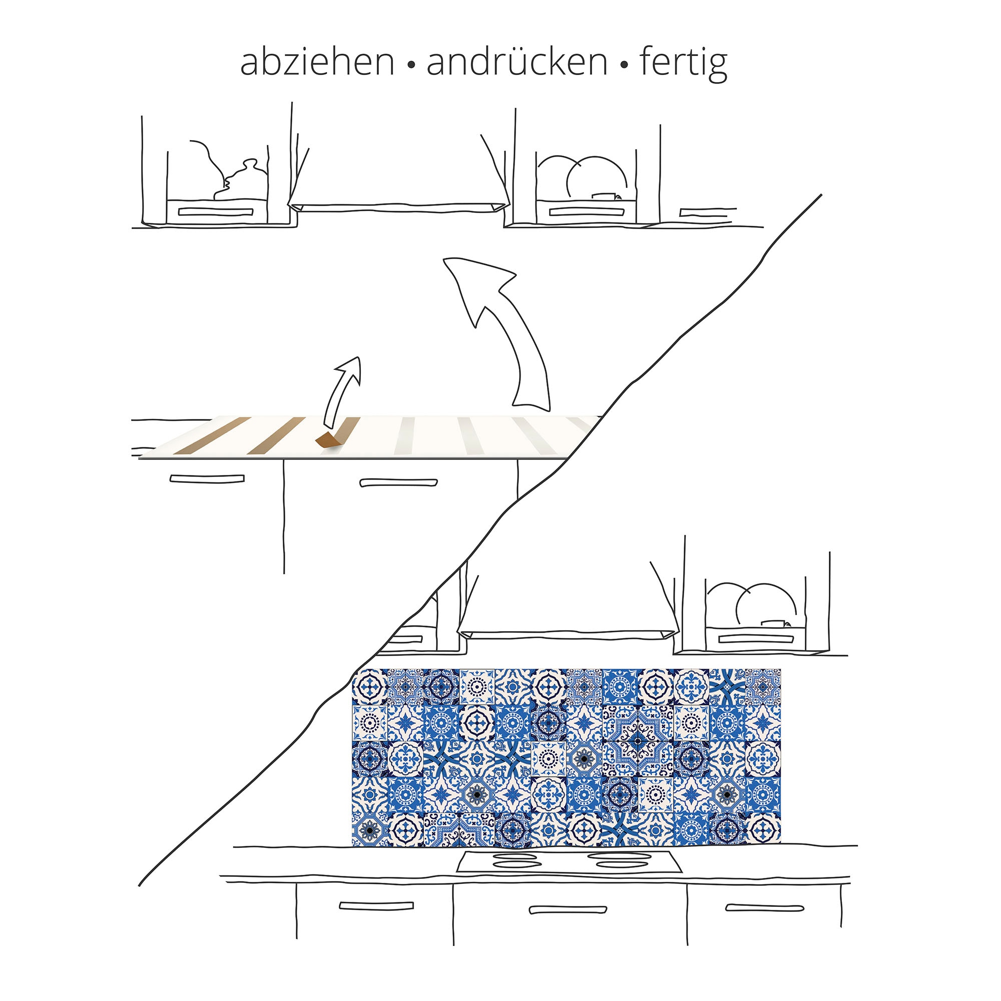 Artland Küchenrückwand »Bambusbrunnen und Zen-Stein«, (1 tlg.), Alu Spritzschutz mit Klebeband, einfache Montage