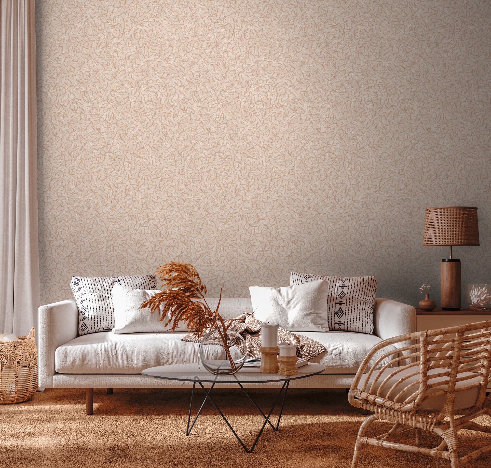 A.S. Création Vliestapete »Terra Tapete Floral«, matt-gemustert-neutral, Landhaus-Tapete Natur Tapeten Wohnzimmer Schlafzimmer Küche Flur Optik