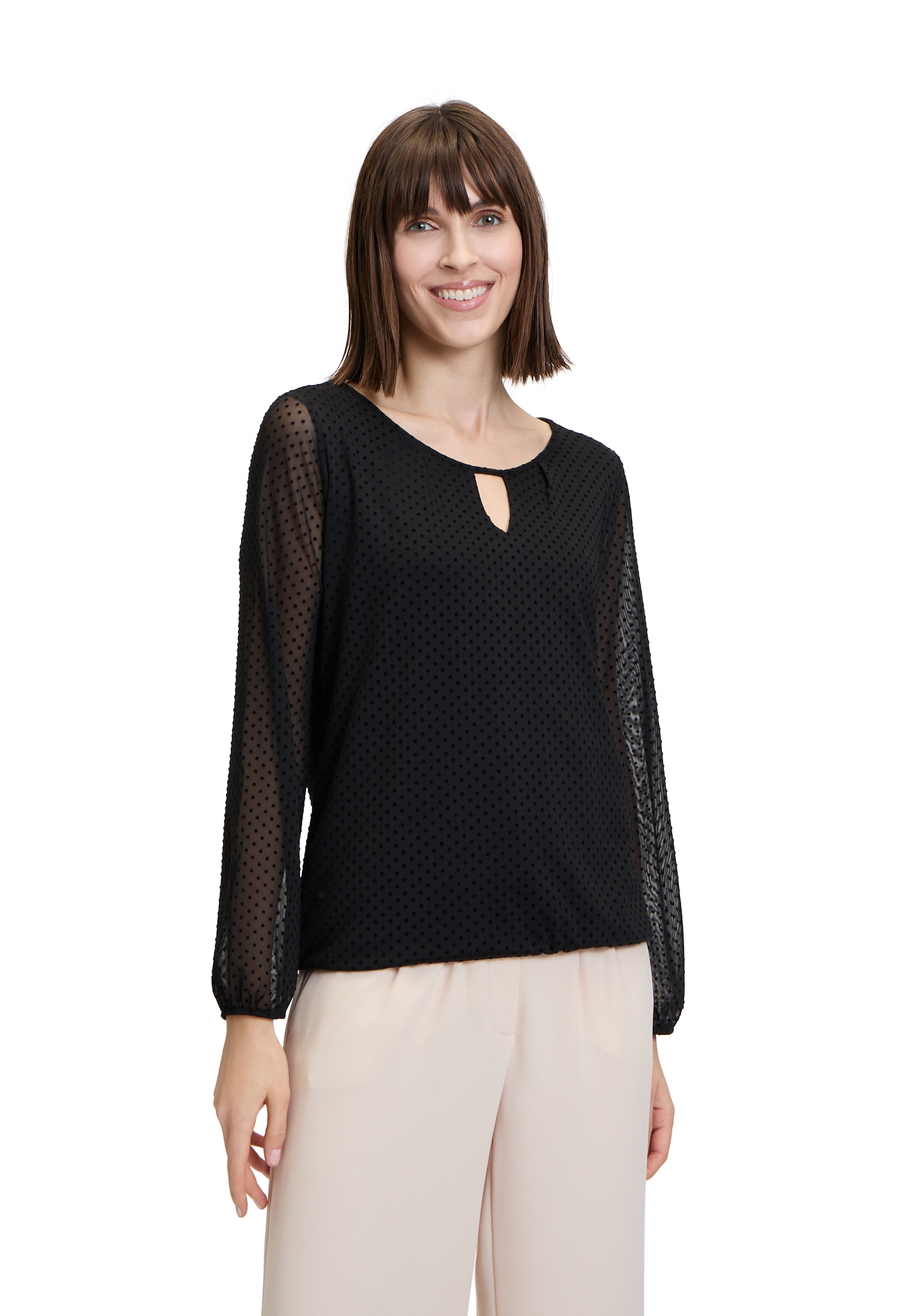 Betty&Co Kurzarmshirt "Damen Blusenshirt mit Raffung", 1 Stk. Muster günstig online kaufen
