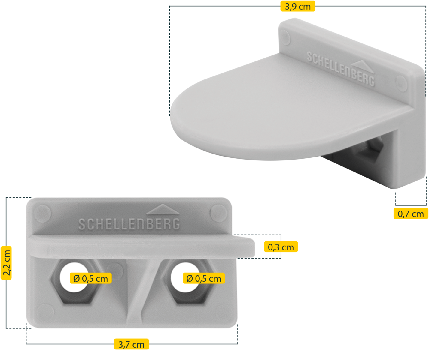 SCHELLENBERG Rollladen-Anschlagstopper »Zubehör für Außenrollläden«, Rollladenstopper, 38 x 31 x 15 mm, grau