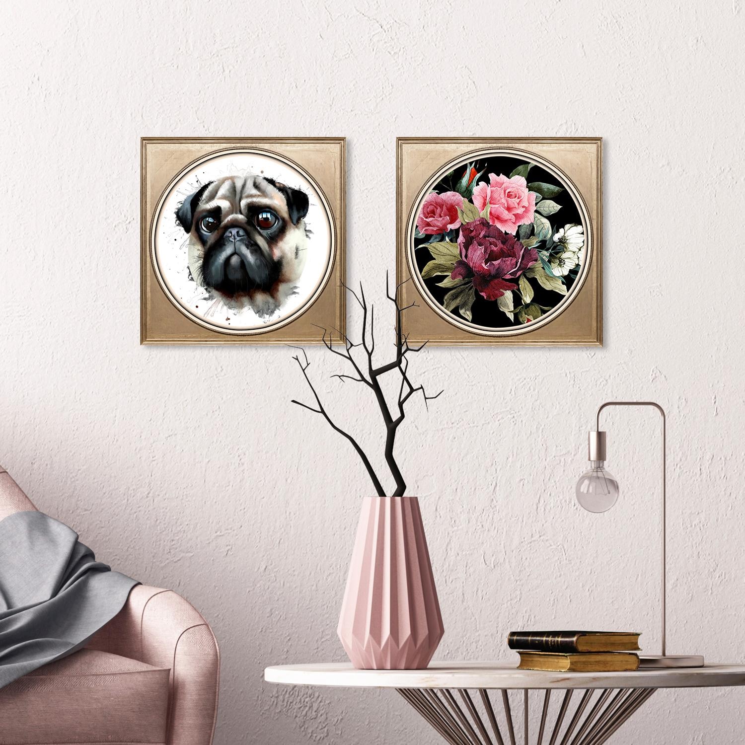 queence Acrylglasbild "Mops", Kunst-Gemälde-Tiere-Hund-Hunde-Hundebilder-Ha günstig online kaufen