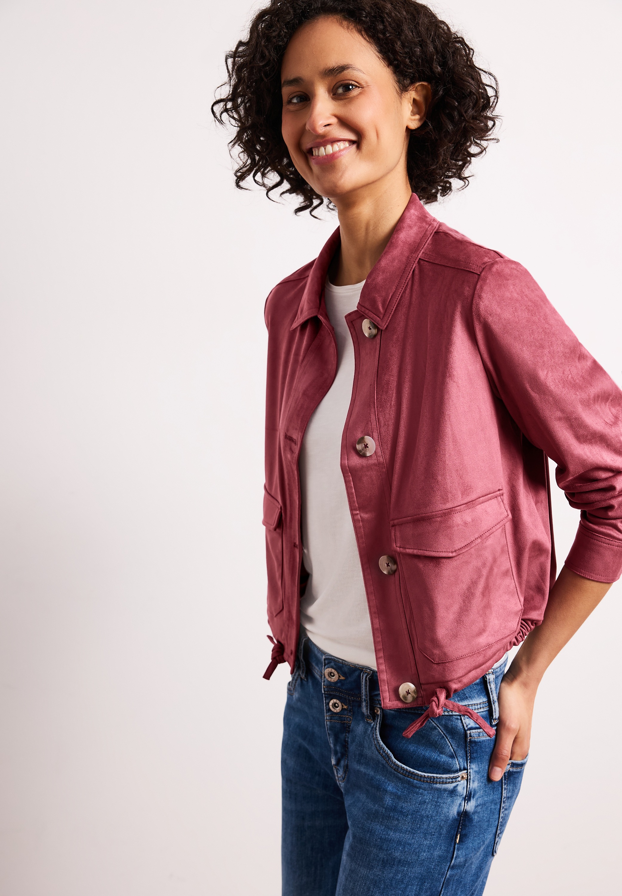 STREET ONE Kurzjacke ohne Kapuze in Velours-Optik