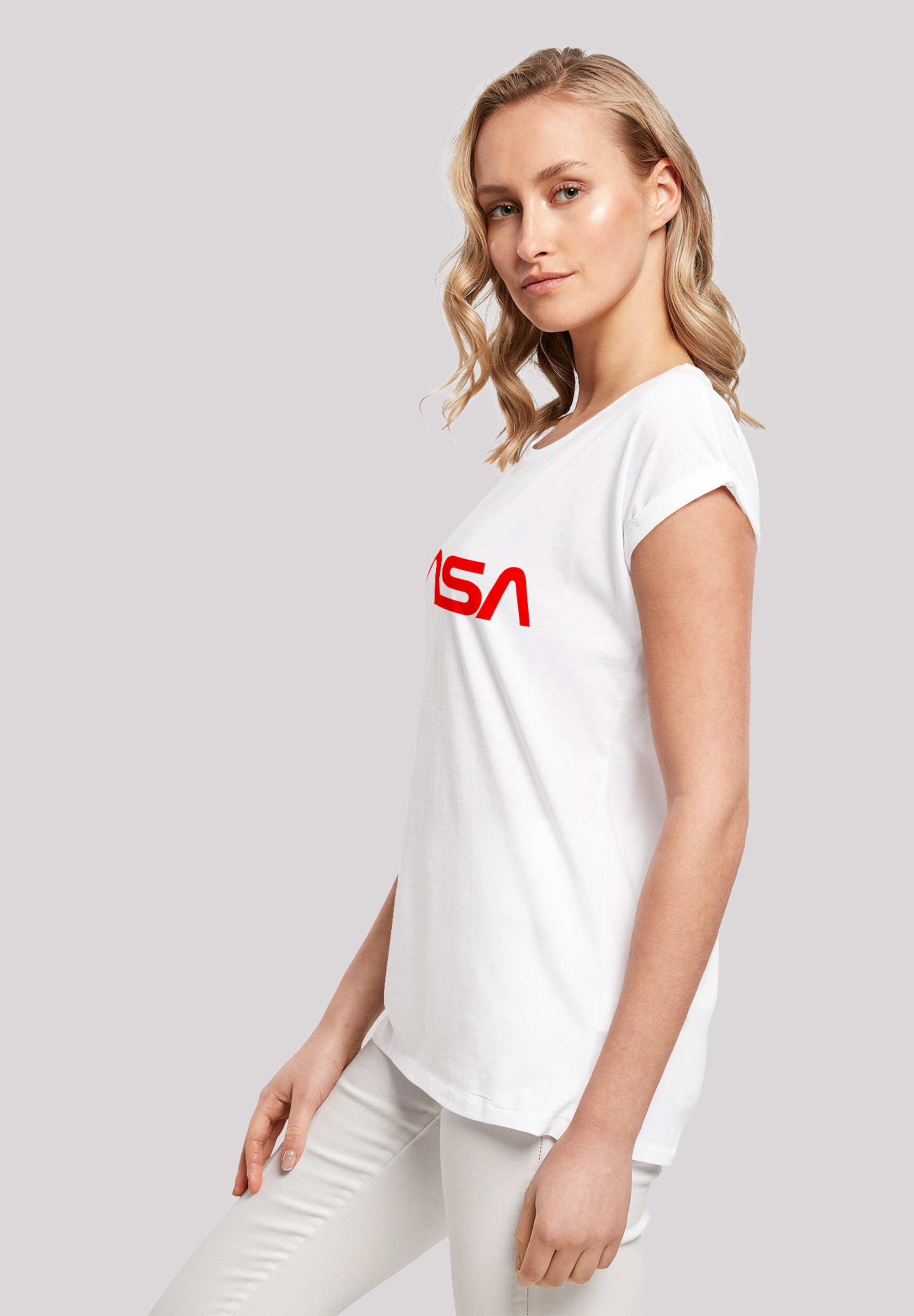 White«, bestellen Damen,Premium Modern T-Shirt Ärmel,Bedruckt Merch,Regular-Fit,Kurze | F4NT4STIC BAUR Logo »NASA