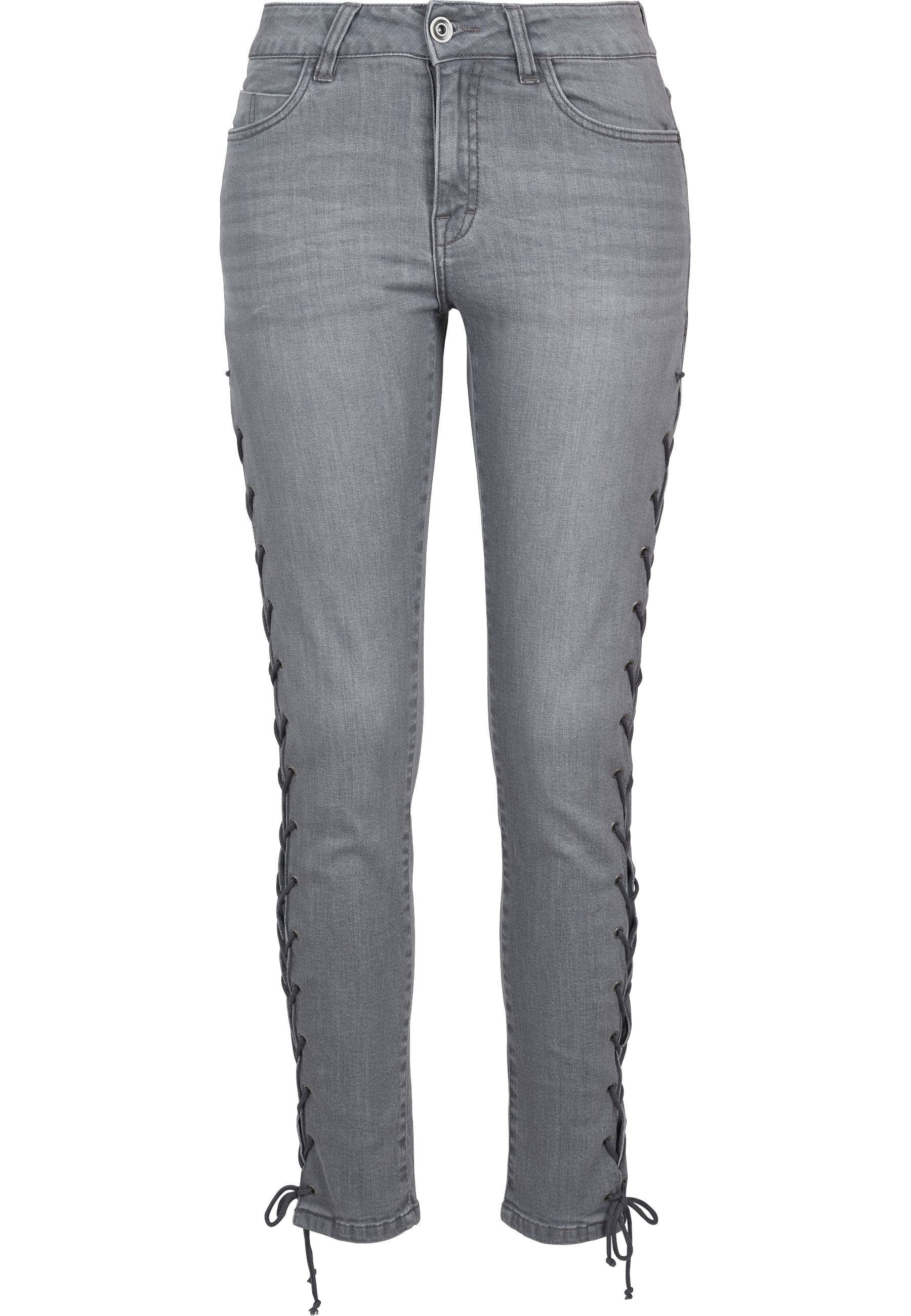 URBAN CLASSICS Bequeme Jeans "Urban Classics Damen Ladies Denim Lace Up Skinny Pants" 1 Stk.