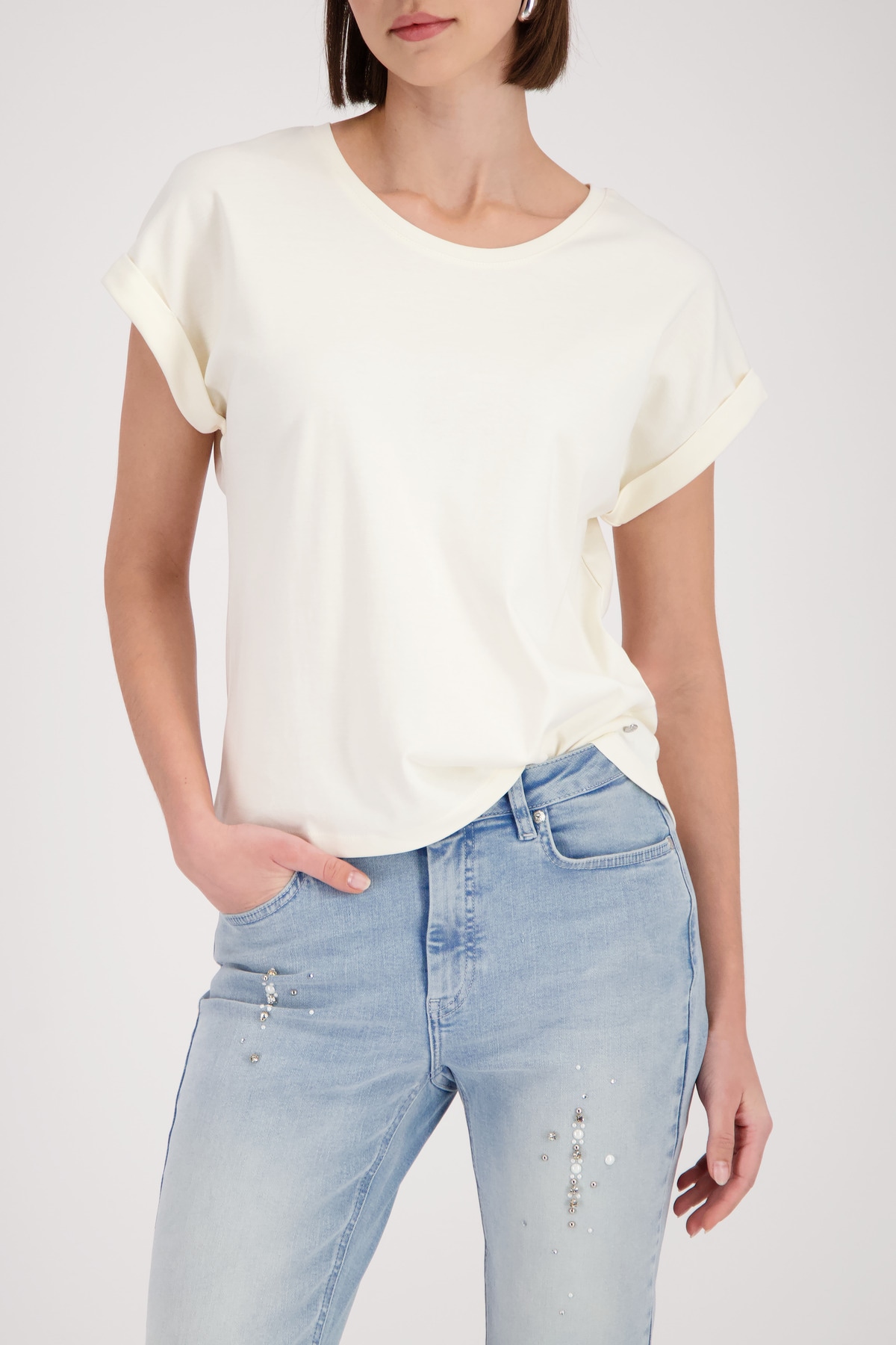 Monari T-Shirt "Shirt Basic Pima" Regular fit mit Rückenfalte